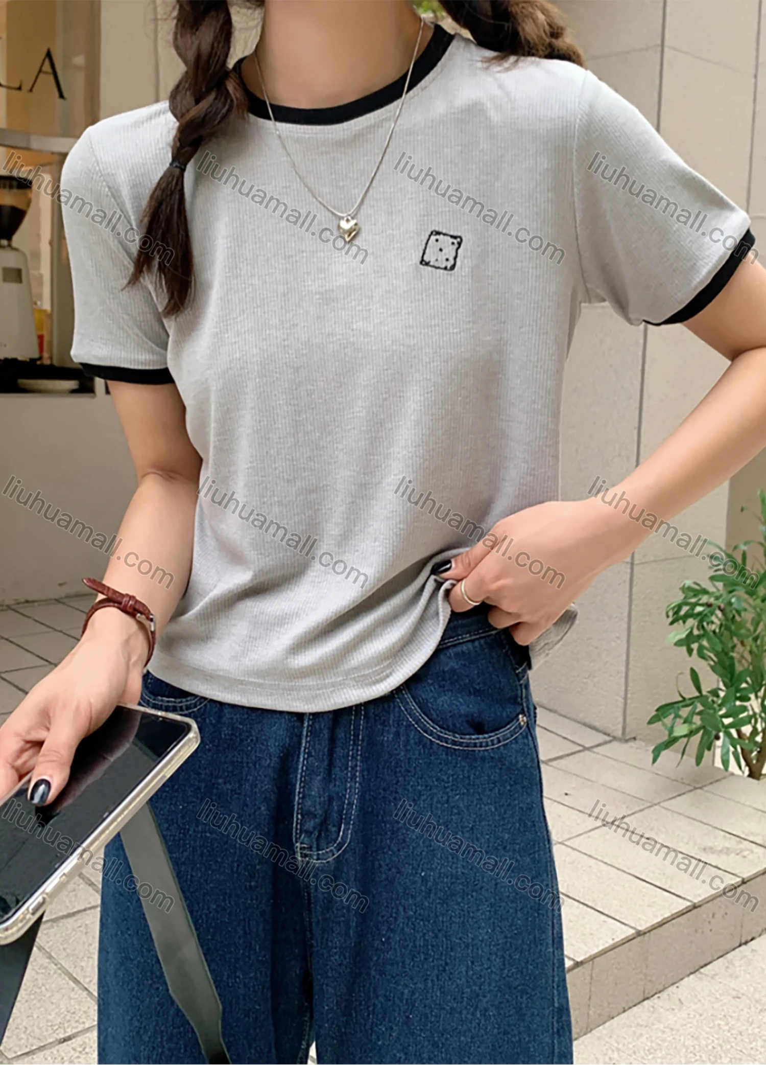 Wholesale Women's Casual Round Neck Short Sleeve Tee 1044# - Liuhuamall