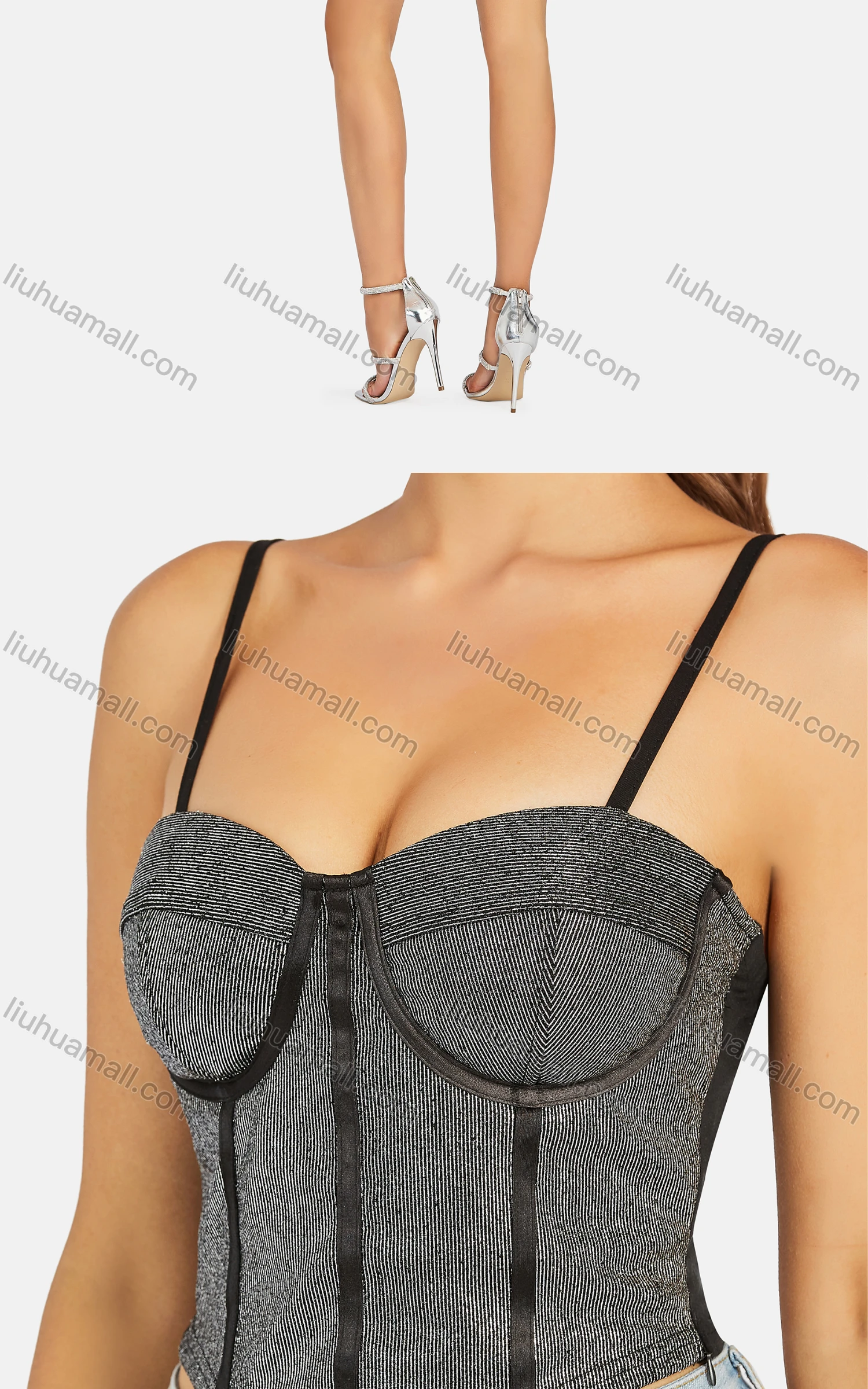Wholesale Women's Sexy Striped Spaghetti Strap Crop Cami Top - Liuhuamall