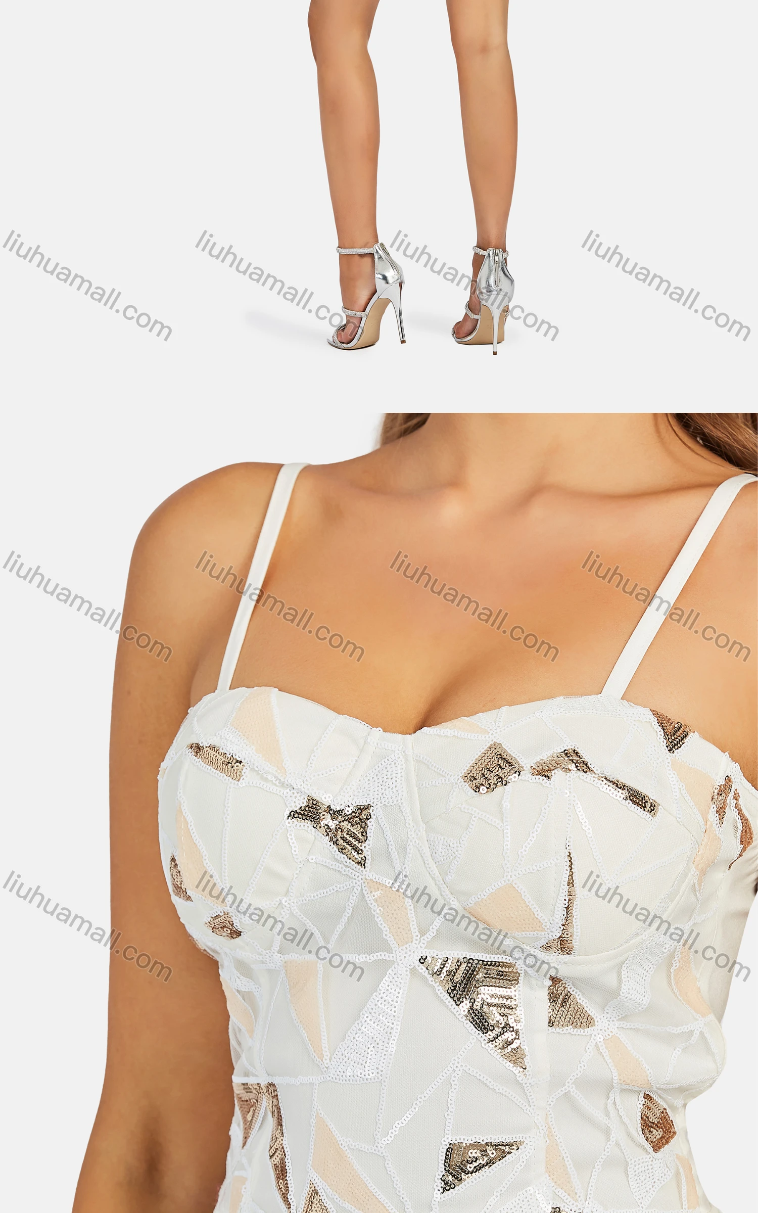 Wholesale Women's Sexy Geo Print Spaghetti Strap Crop Cami Top - Liuhuamall