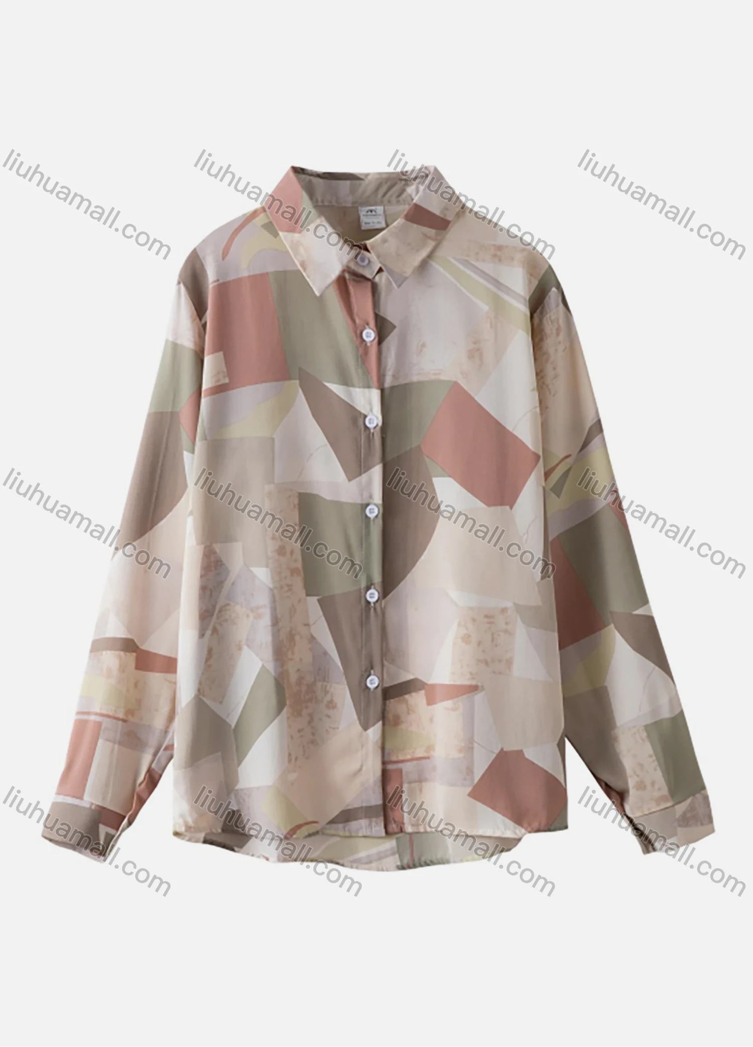 Wholesale Women's Casual Abstract Print Long Sleeve Button Down Shirts 1164# - Liuhuamall