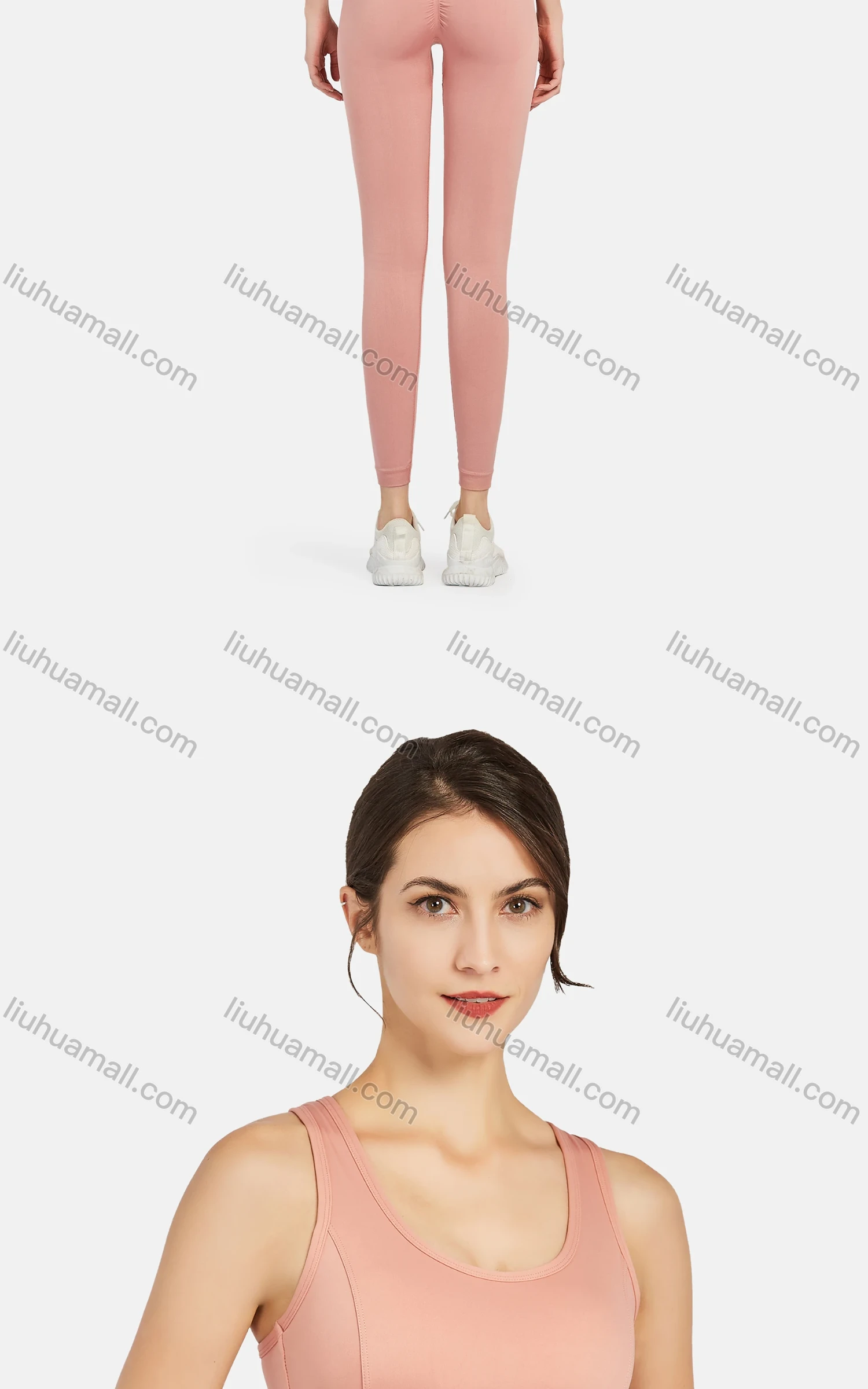 Wholesale Women's Athletic Plain Breathable Stretchy Sporty Bra 2-piece Set - Liuhuamall