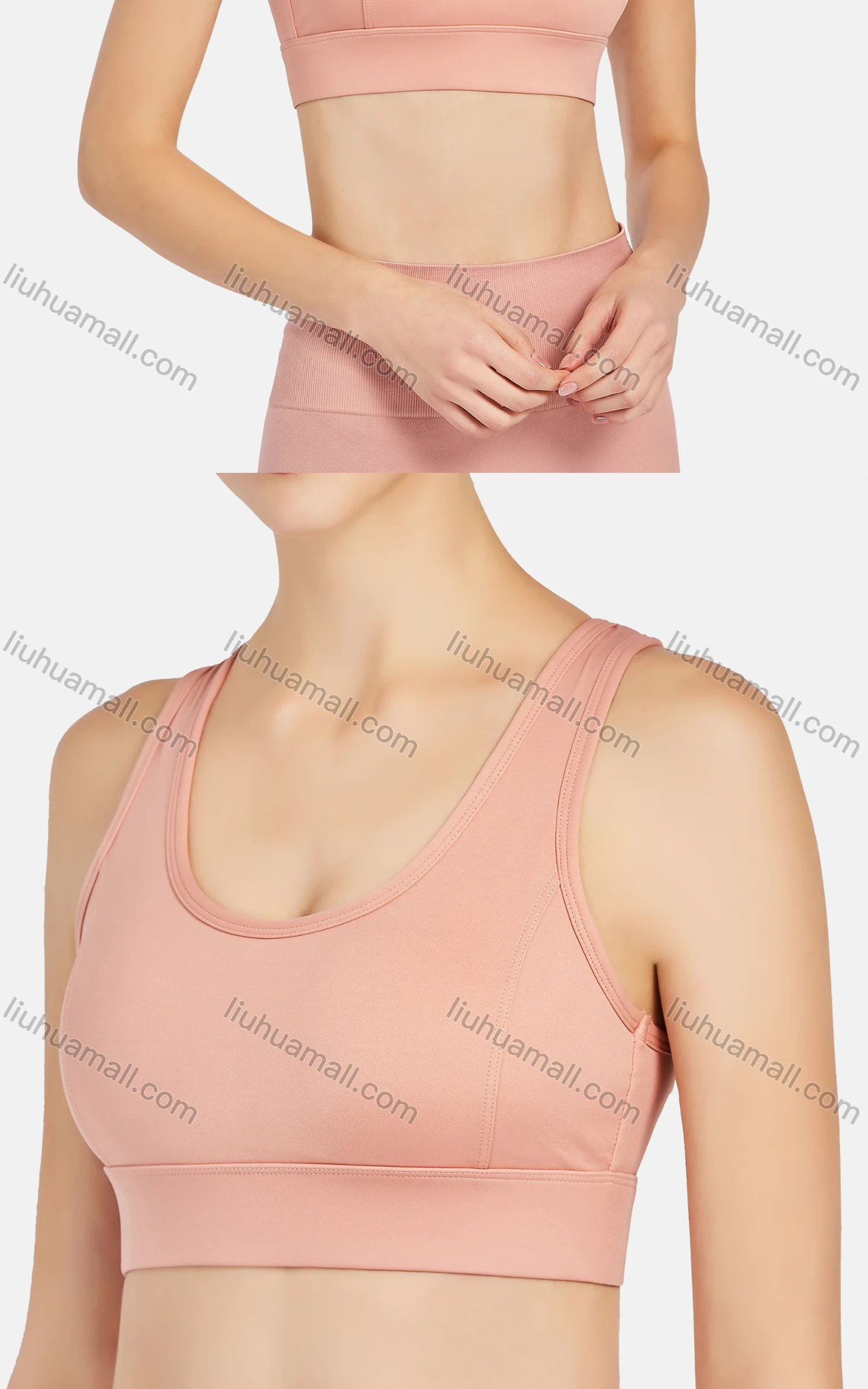 Wholesale Women's Athletic Plain Breathable Stretchy Sporty Bra 2-piece Set - Liuhuamall