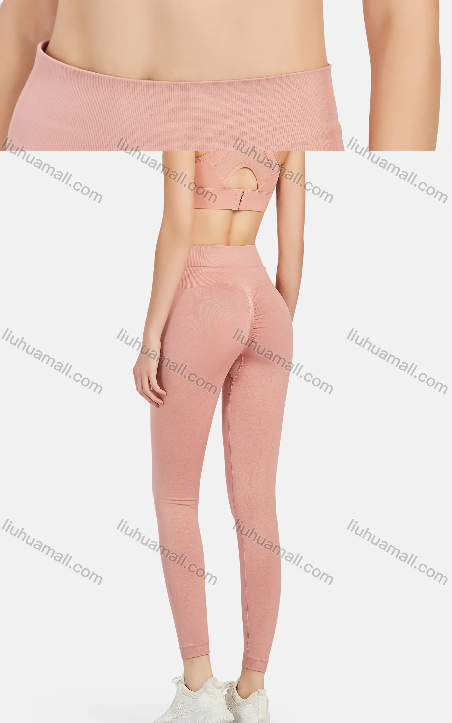 Wholesale Women's Athletic Plain Breathable Stretchy Sporty Bra 2-piece Set - Liuhuamall