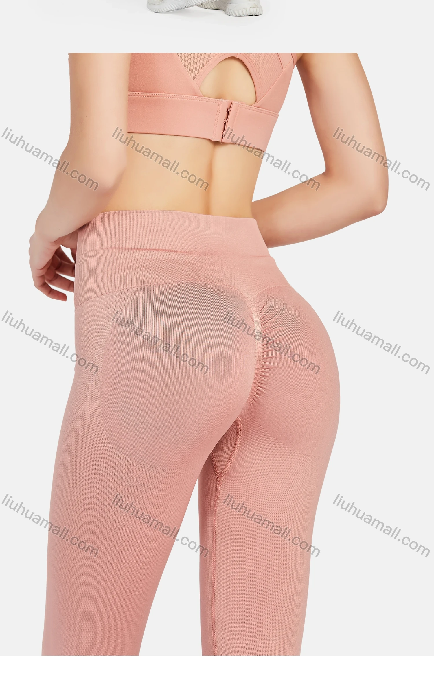 Wholesale Women's Athletic Plain Breathable Stretchy Sporty Bra 2-piece Set - Liuhuamall