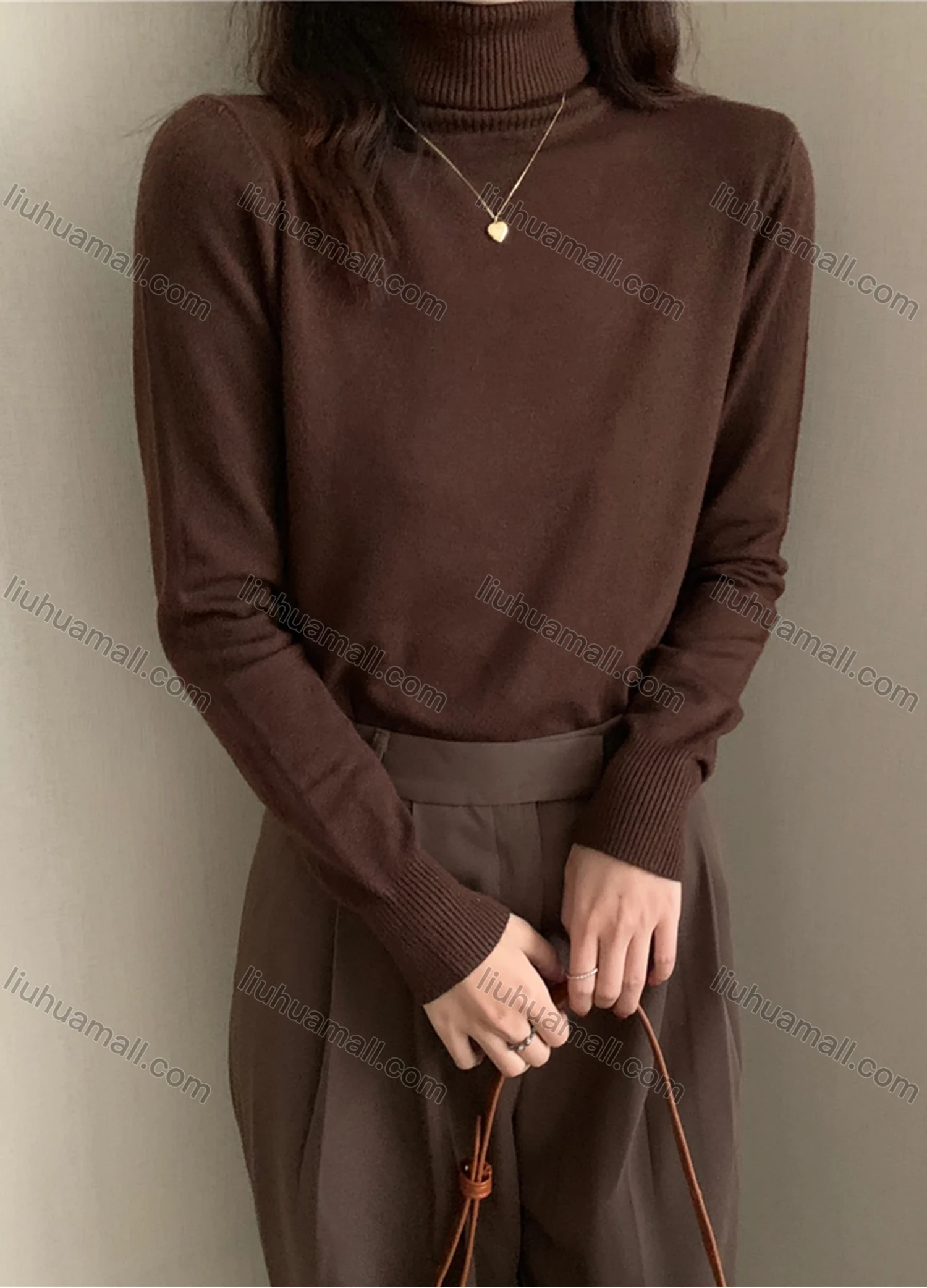 Wholesale Women's Casual Plain Turtleneck Long Sleeve Sweater Tops 8013# - Liuhuamall