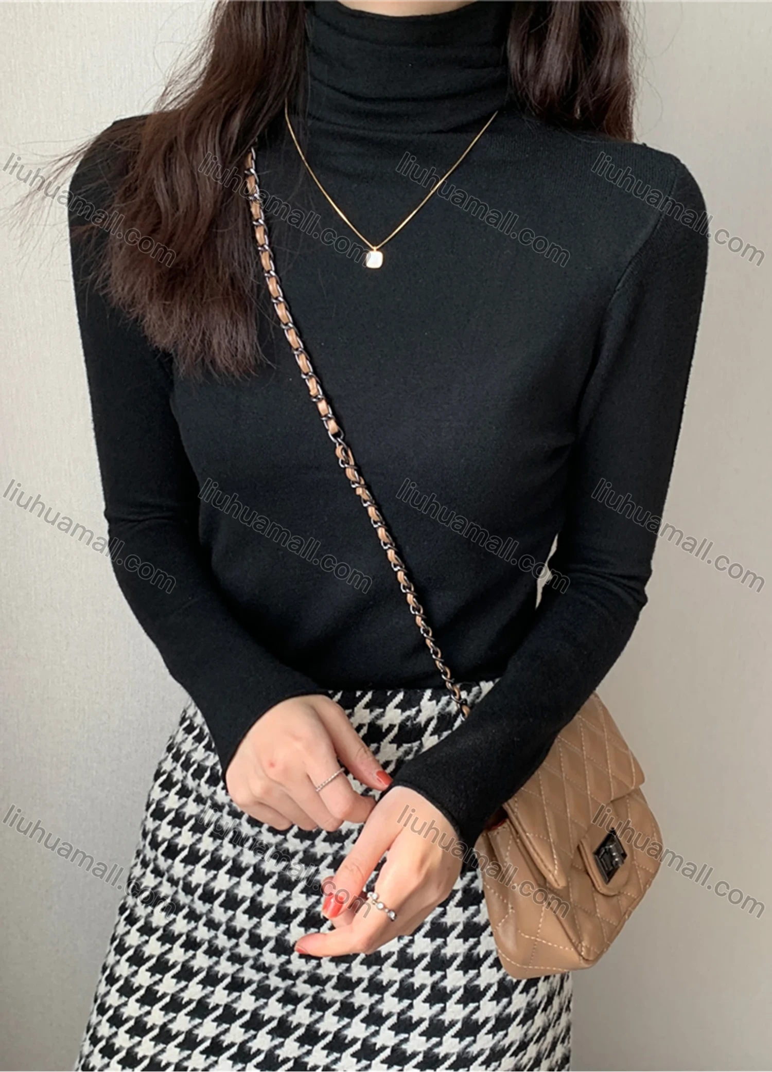 Wholesale Women's Casual Plain High Cowl Neck Long Sleeve Sweater Tops 8017# - Liuhuamall