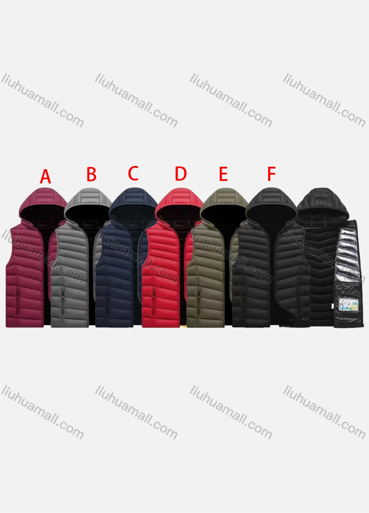 Wholesale Men's Plus Size Hooded Zipper Pockets Thermal Lined Casual Puffer Vest Jacket 383B# - Liuhuamall