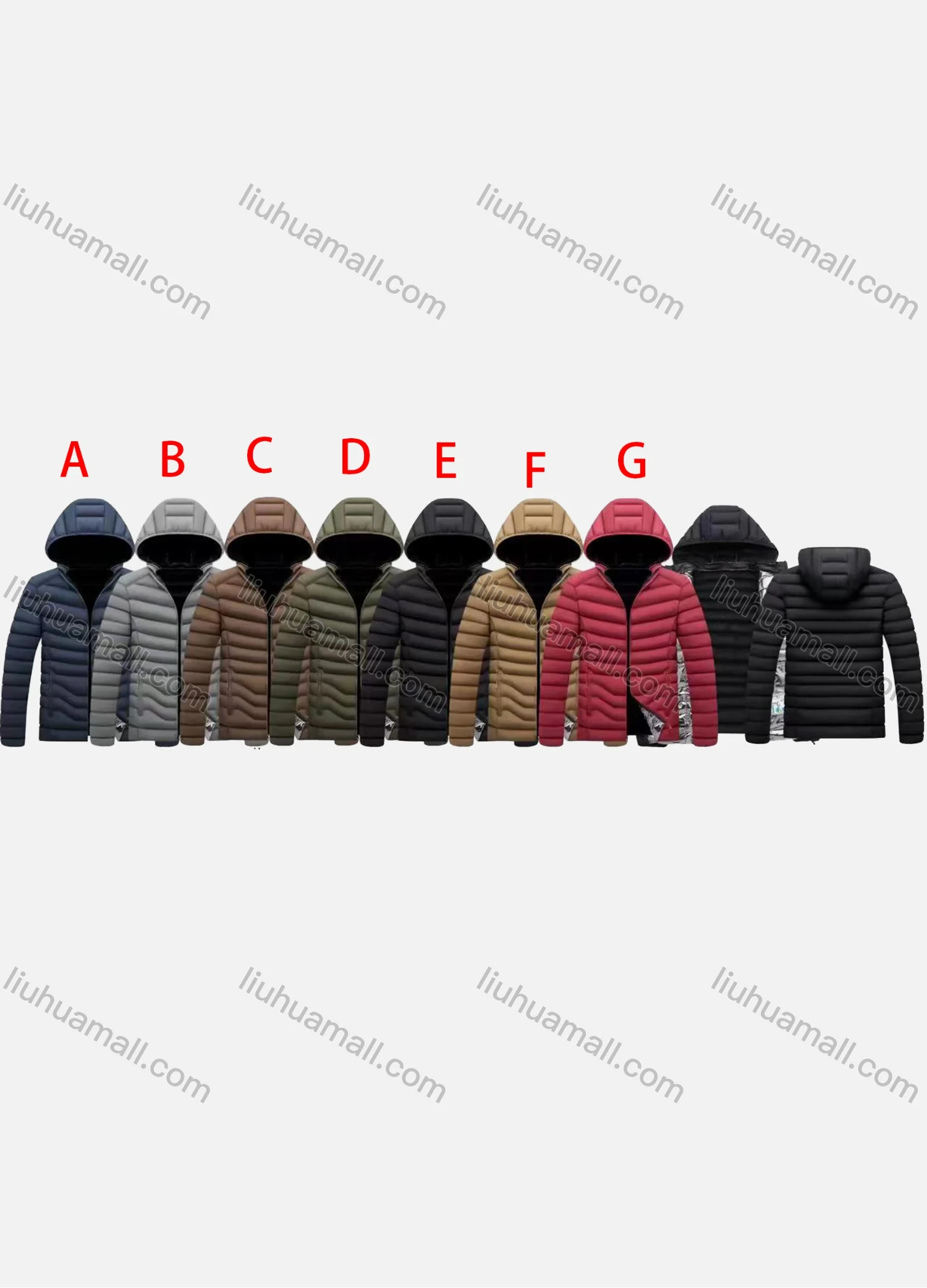 Wholesale Men's Plus Size Casual Hooded Zipper Pockets Thermal Lined Puffer Jacket 2389B# - Liuhuamall