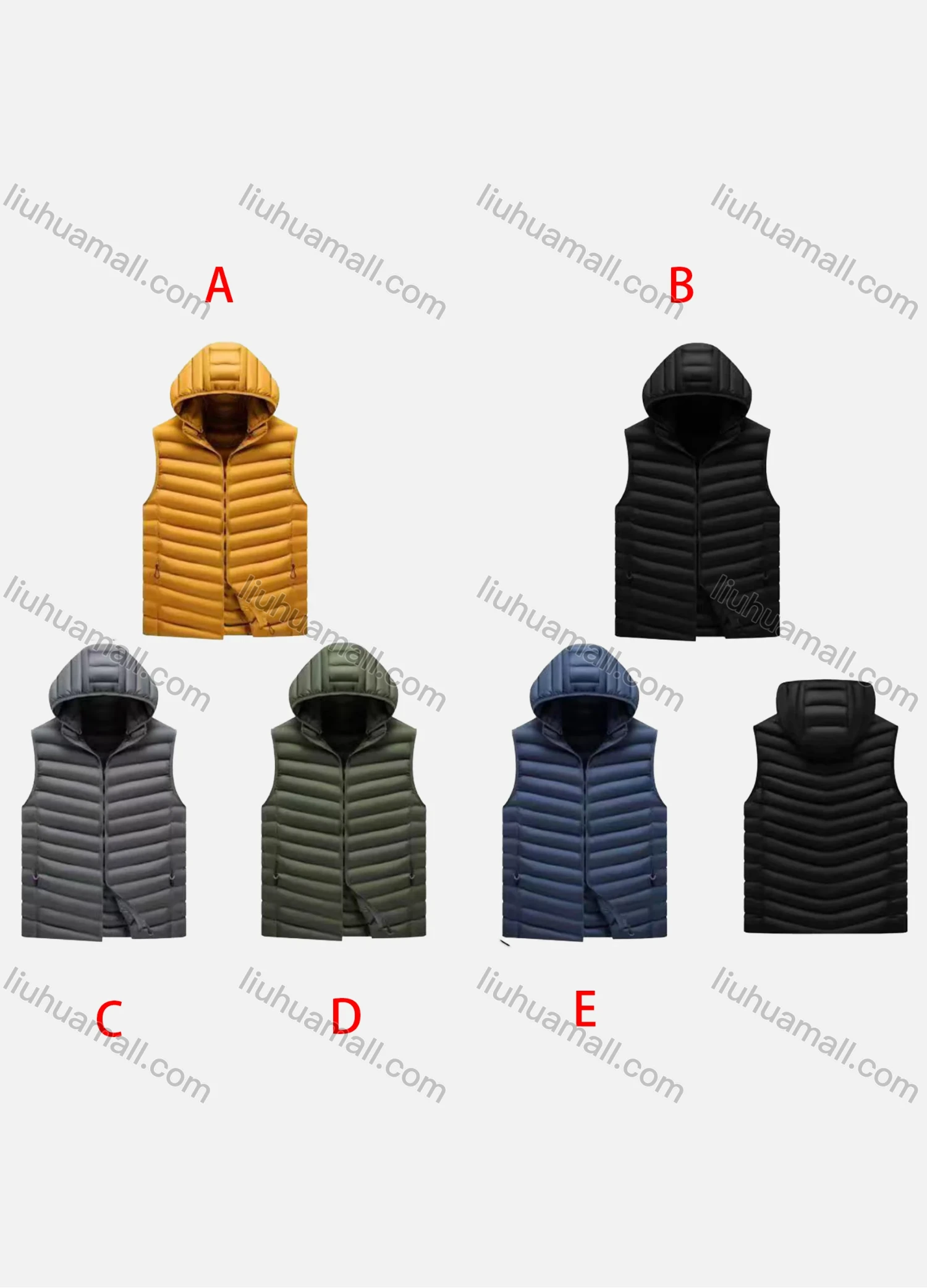 Wholesale Men's Casual Hooded Zipper Pockets Thermal Lined Puffer Vest Jacket 2391# - Liuhuamall