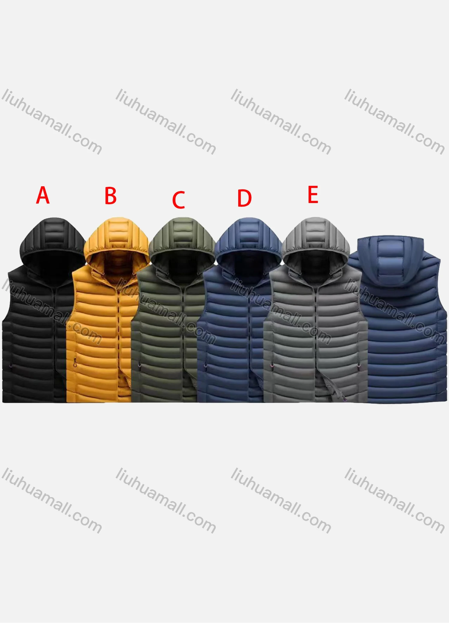 Wholesale Men's Casual Hooded Zipper Pockets Thermal Lined Puffer Vest Jacket 2392# - Liuhuamall