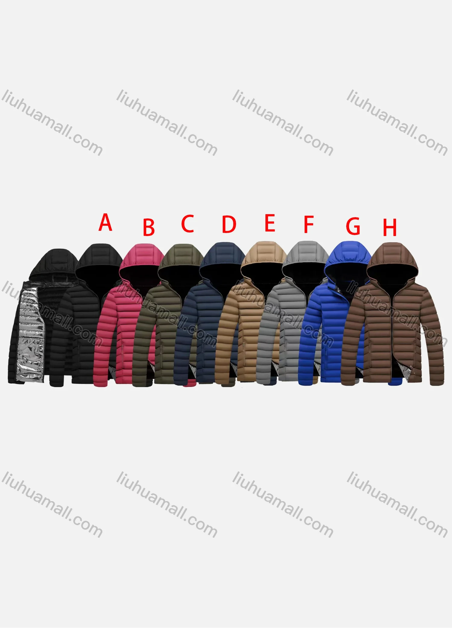 Wholesale Men's Plus Size Casual Hooded Zipper Pockets Thermal Lined Puffer Jacket 2399B# - Liuhuamall