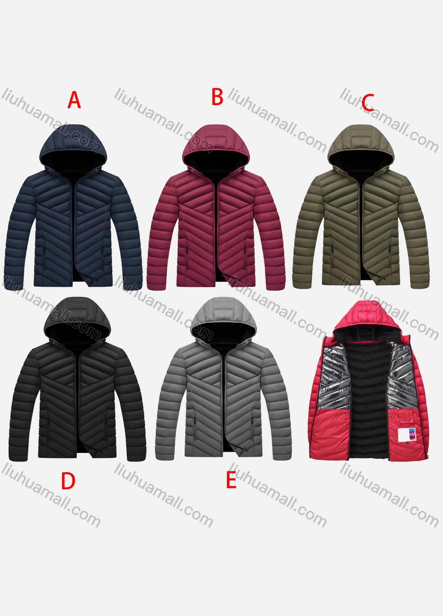 Wholesale Men's Casual Hooded Zipper Pockets Thermal Lined Puffer Jacket 3278# - Liuhuamall