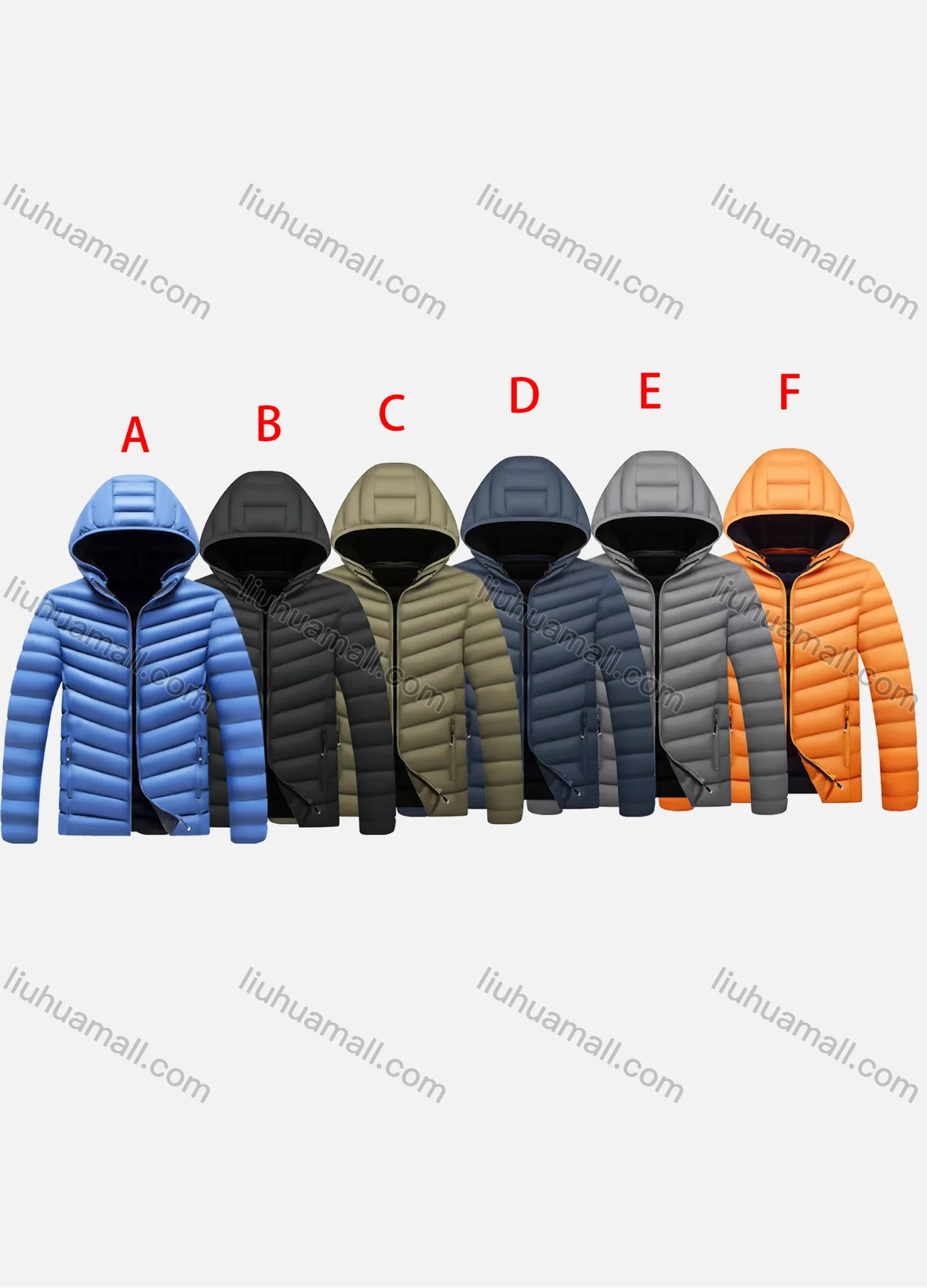 Wholesale Men's Plus Size Casual Hooded Zipper Pockets Thermal Lined Puffer Jacket 3357B# - Liuhuamall