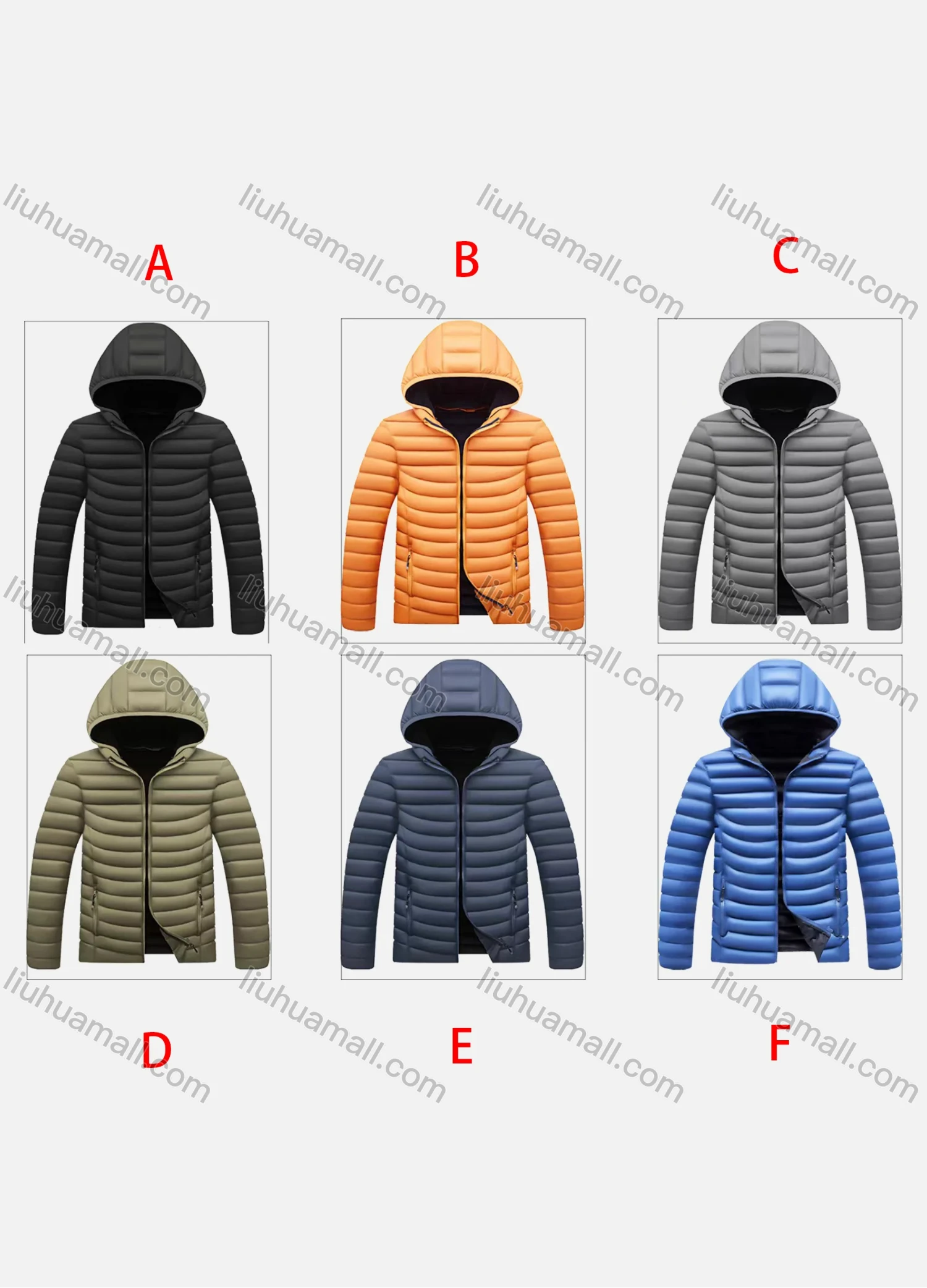 Wholesale Men's Casual Hooded Zipper Pockets Thermal Lined Puffer Jacket 3377A# - Liuhuamall