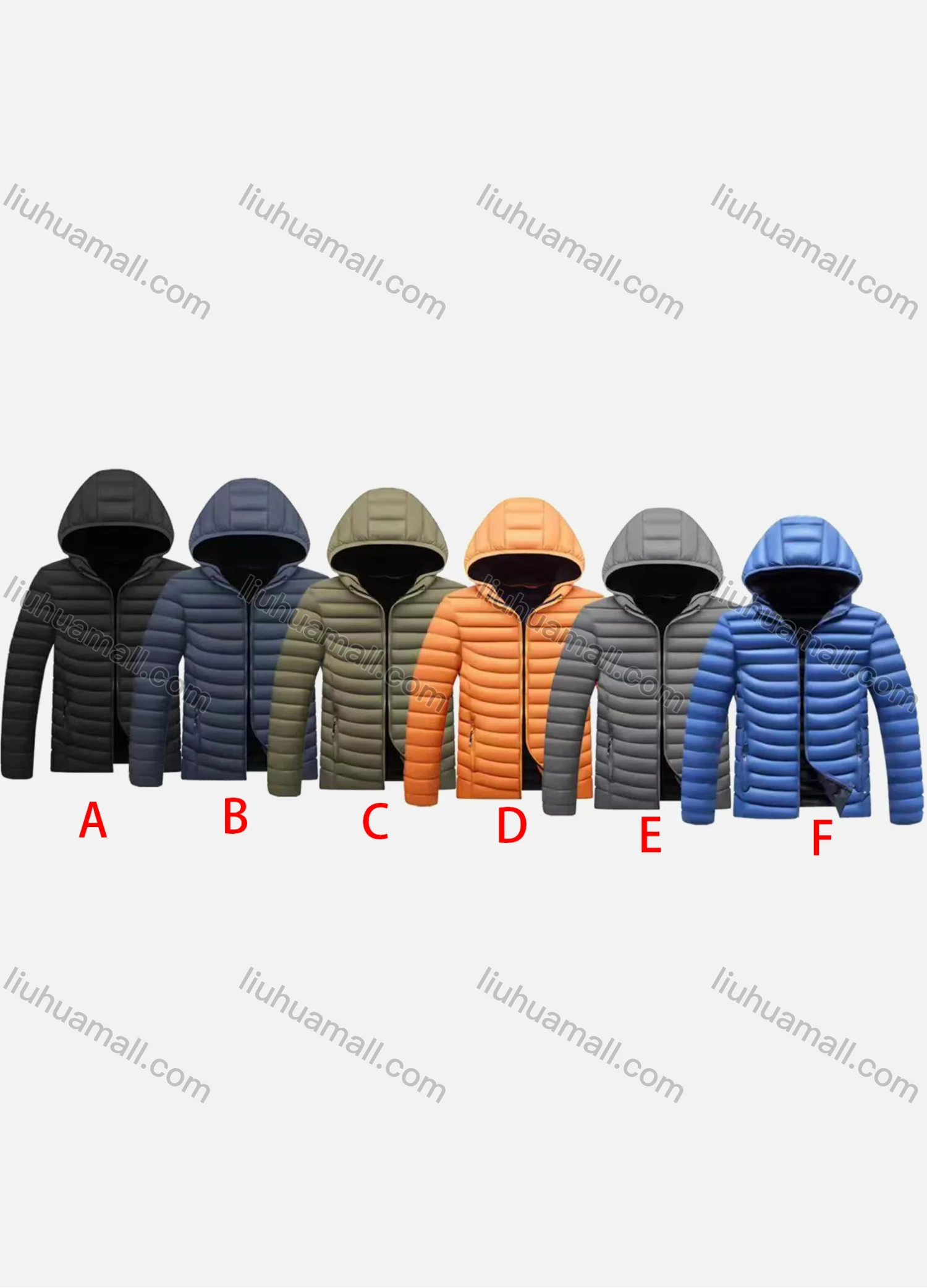 Wholesale Men's Plus Size Casual Hooded Zipper Pockets Thermal Lined Puffer Jacket 3377B# - Liuhuamall