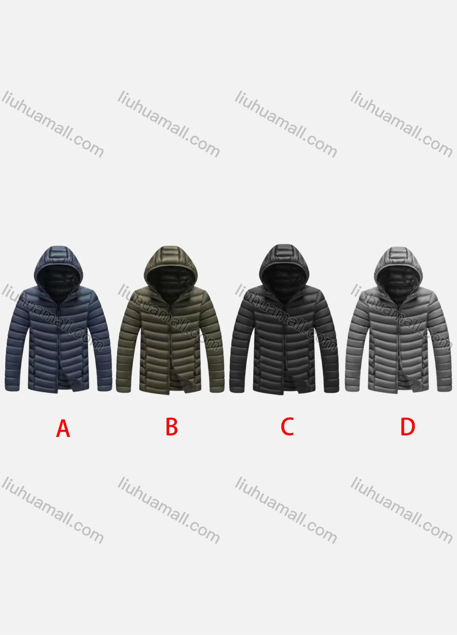 Wholesale Men's Casual Hooded Zipper Pockets Thermal Lined Puffer Jacket 5088A# - Liuhuamall
