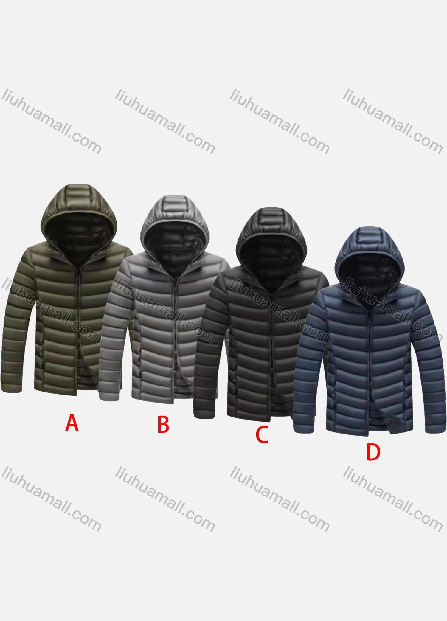 Wholesale Men's Plus Size Casual Hooded Zipper Pockets Thermal Lined Puffer Jacket 5088B# - Liuhuamall