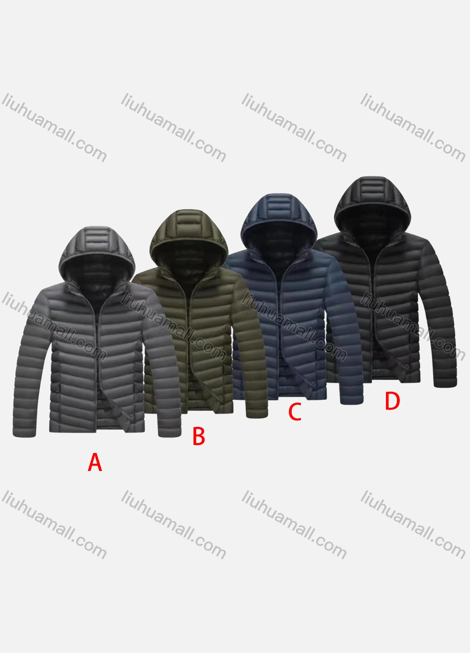 Wholesale Men's Plus Size Casual Hooded Zipper Pockets Thermal Lined Puffer Jacket 5188B# - Liuhuamall