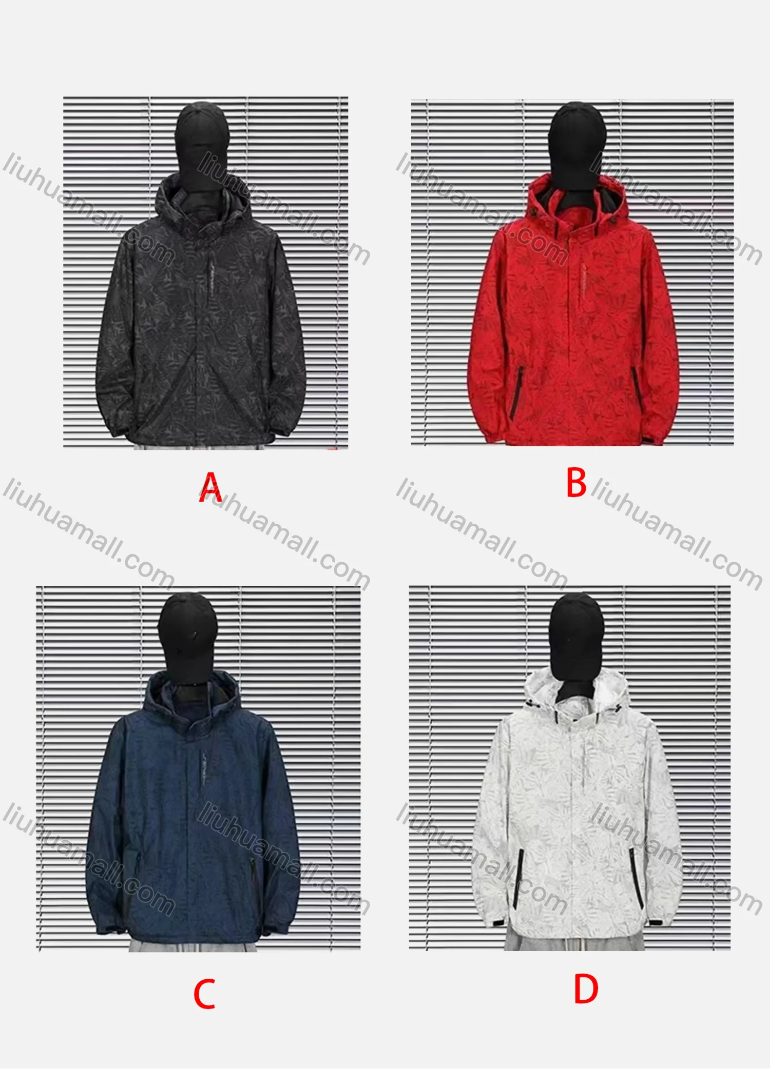 Wholesale Men's Casual Hooded Zipper Pockets Lightweight Water-Resistant Windbreaker 8820# - Liuhuamall