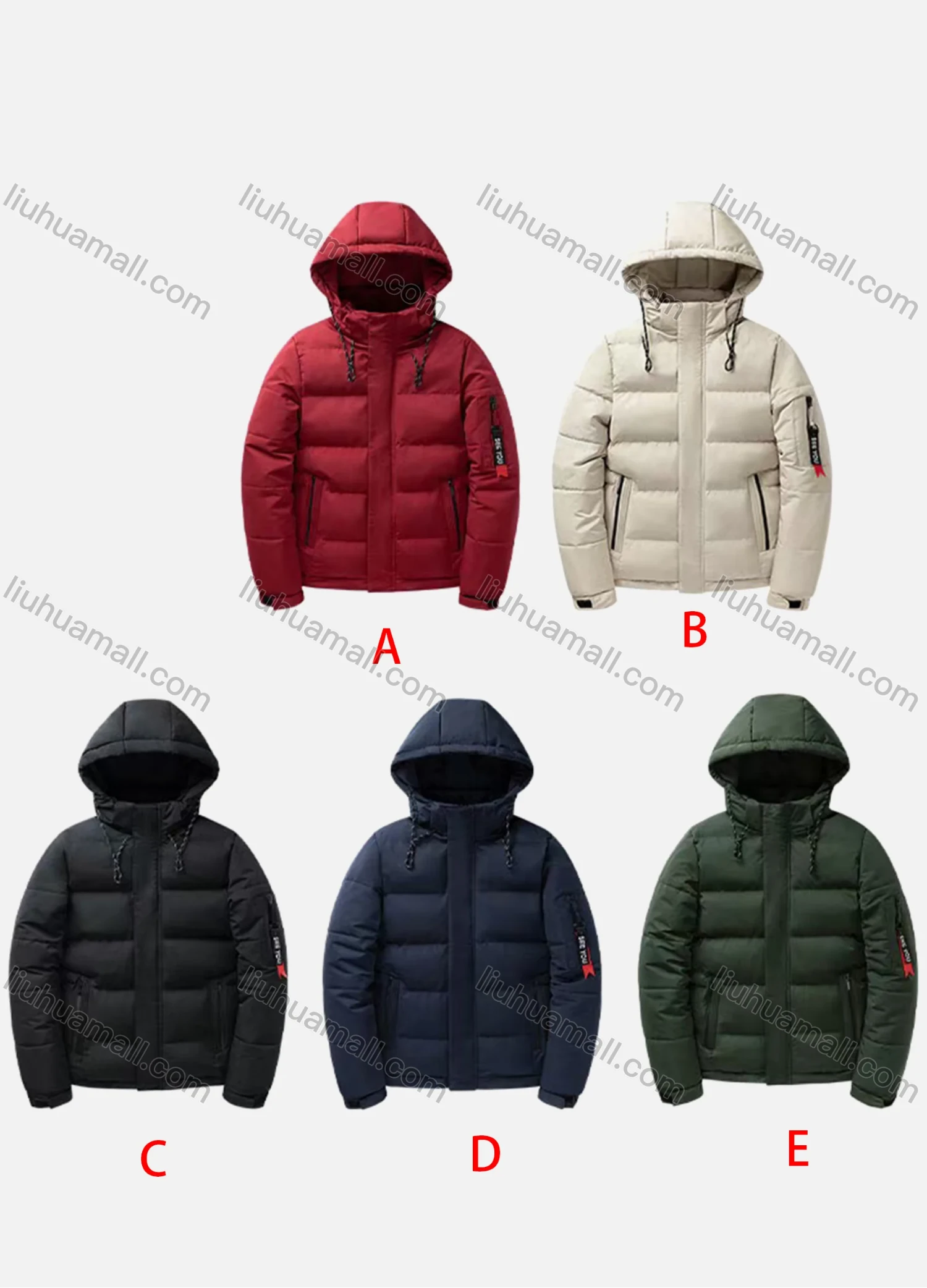 Wholesale Men's Casual Hooded Zipper Pockets Thermal Lined Puffer Jacket 8828# - Liuhuamall