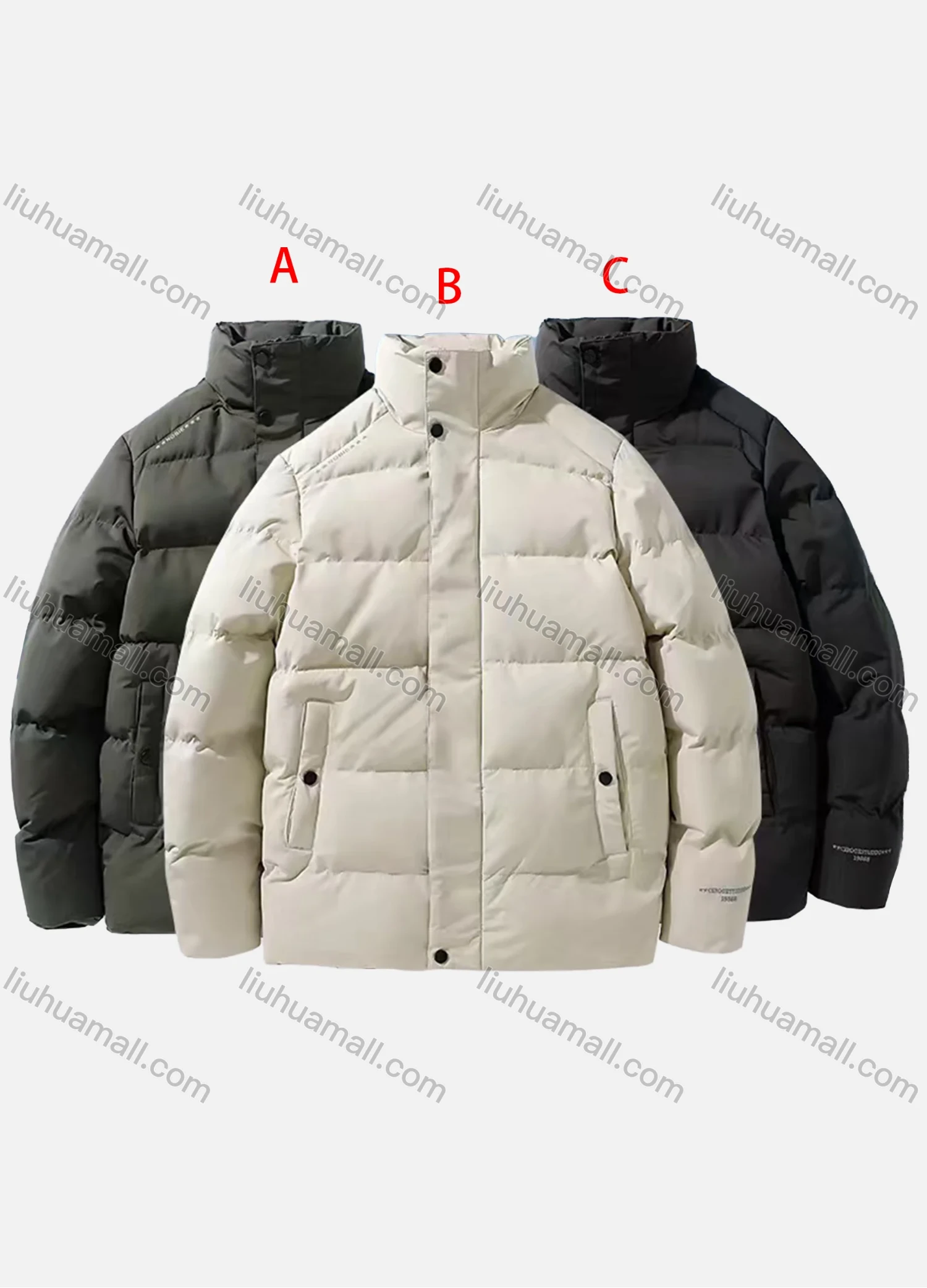 Wholesale Men's Casual Plain Hooded Slant Pockets Thermal Lined Puffer Jacket 8888# - Liuhuamall