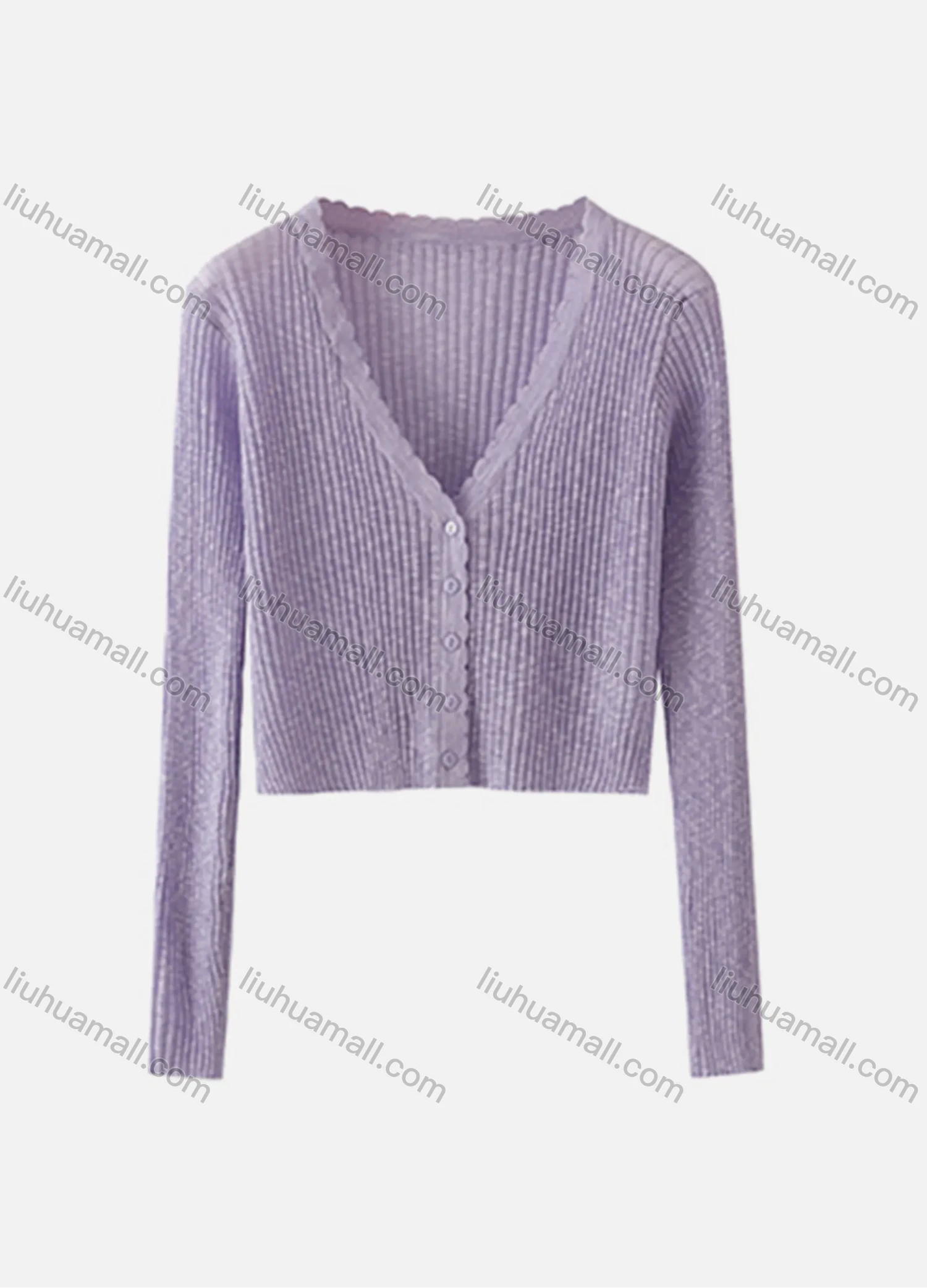 Wholesale Women's Casual Plain V Neck Button Down Long Sleeve Ribbed Knit Sweater Cardigan 8090# - Liuhuamall
