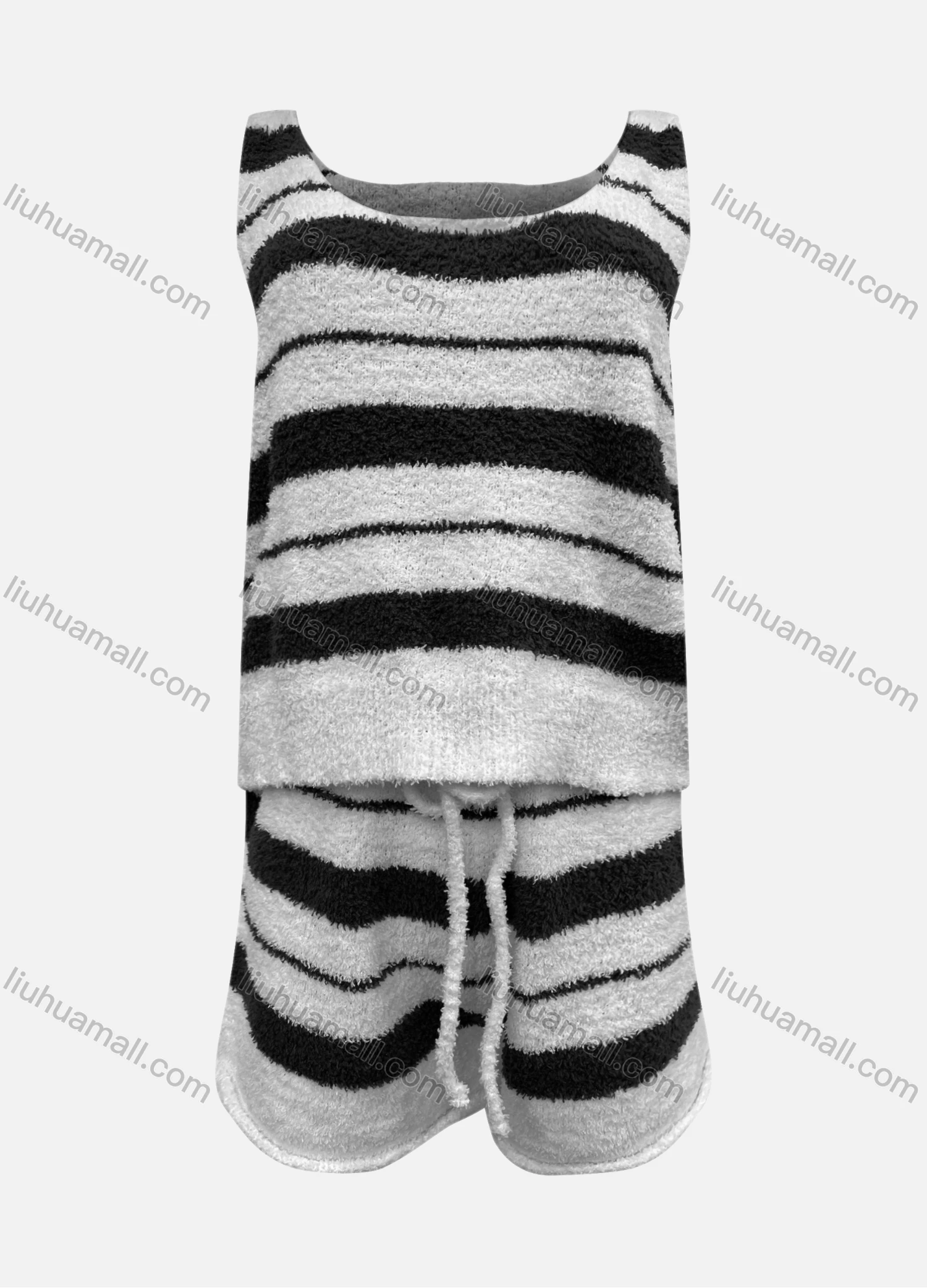 Wholesale Women's Casual Sleeveless Fleece Tank Top 2-piece Set 22183# - Liuhuamall