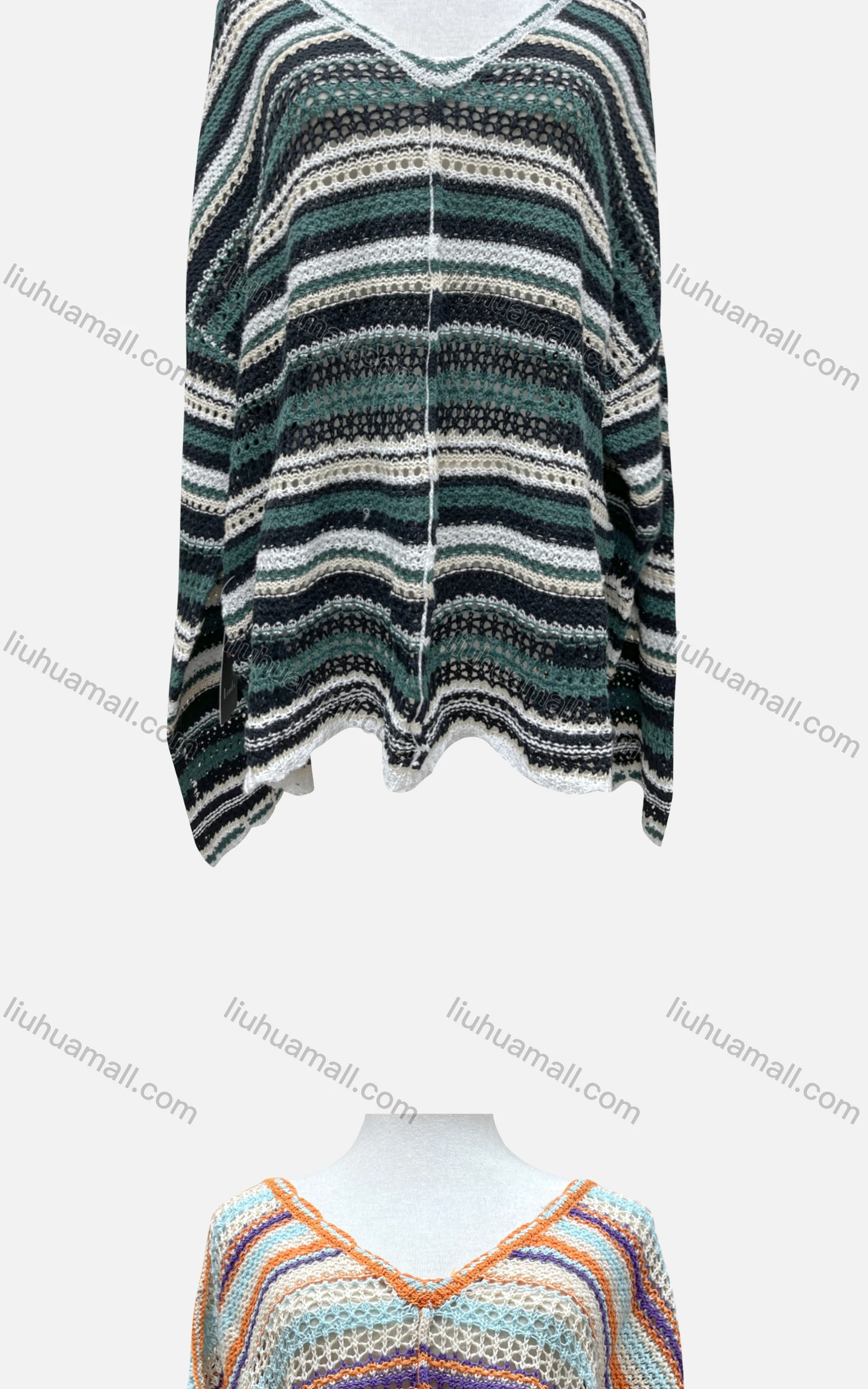 Wholesale Women's Casual V Neck Long Sleeve Hollow Out Mid Length Cover Up Knit Top YST273# - Liuhuamall