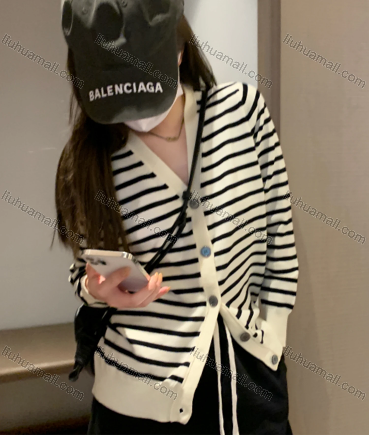 Wholesale Women's Casual Striped Long Sleeve Button Down Crop Cardigan 8114# - Liuhuamall