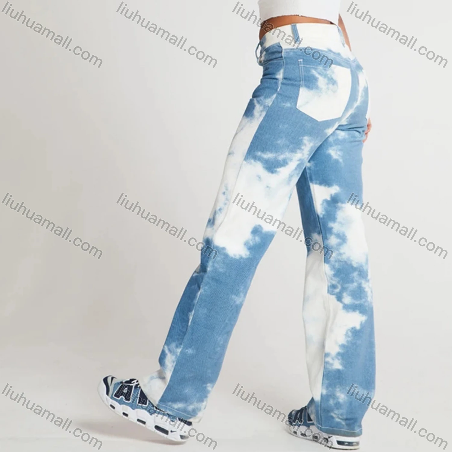 Wholesale Women's Casual Tie Dye Straight Leg Ankle Length Jean - Liuhuamall