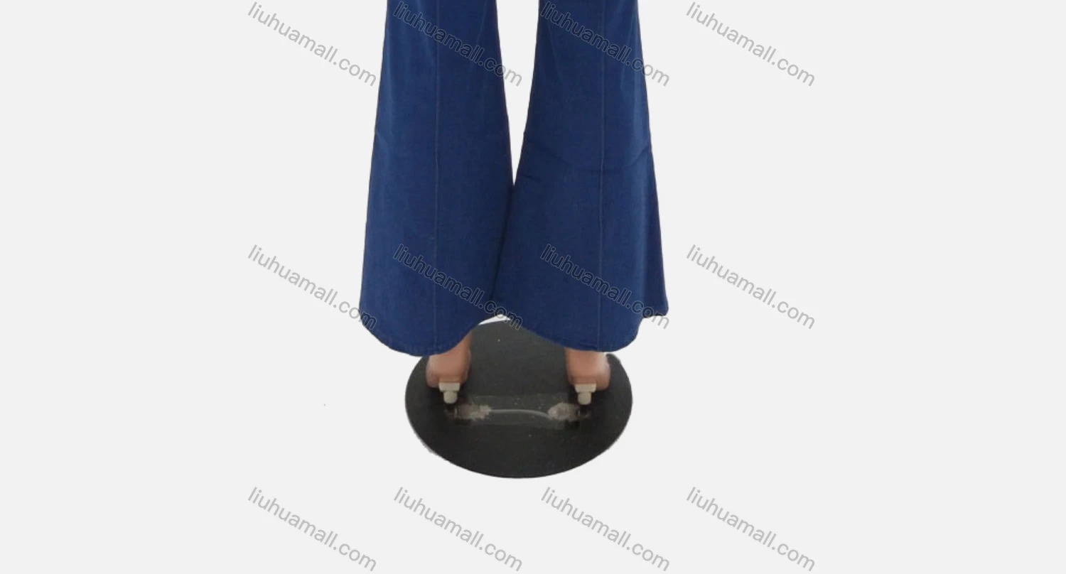 Wholesale Women's Casual Plain High Waist Flared Leg Jean - Liuhuamall