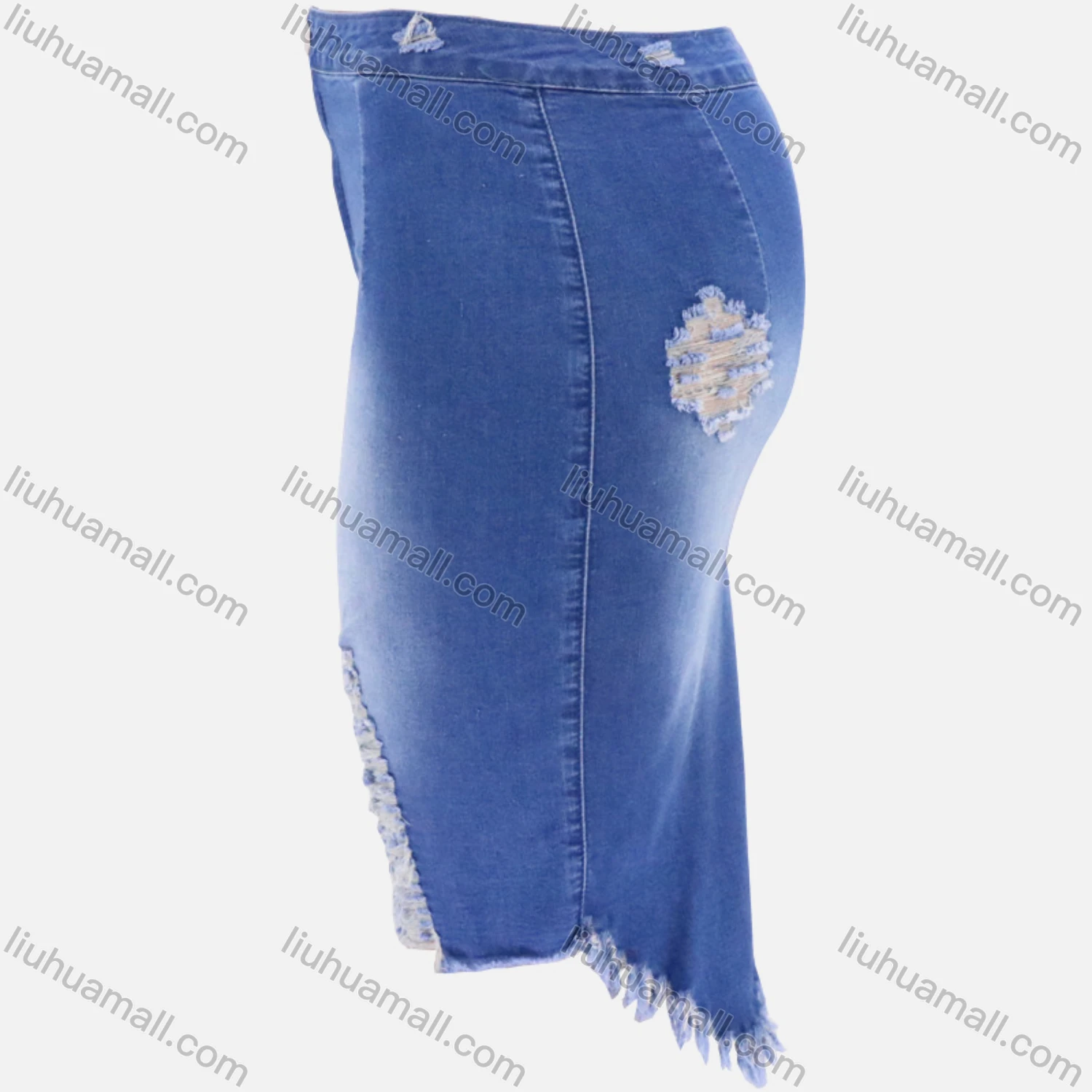 Wholesale Women's Casual Distressed Bodycon Ripped Frayed Raw Hem Short Denim Skirts - Liuhuamall