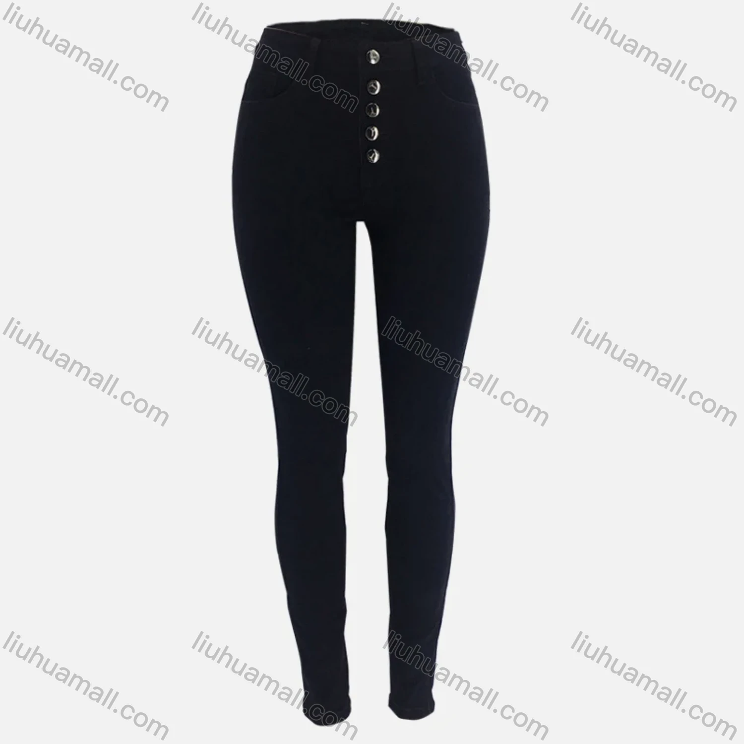 Wholesale Women's Plain High Waist Button Down Hip Lifting Ankle Length Skinny Fit Jeans - Liuhuamall