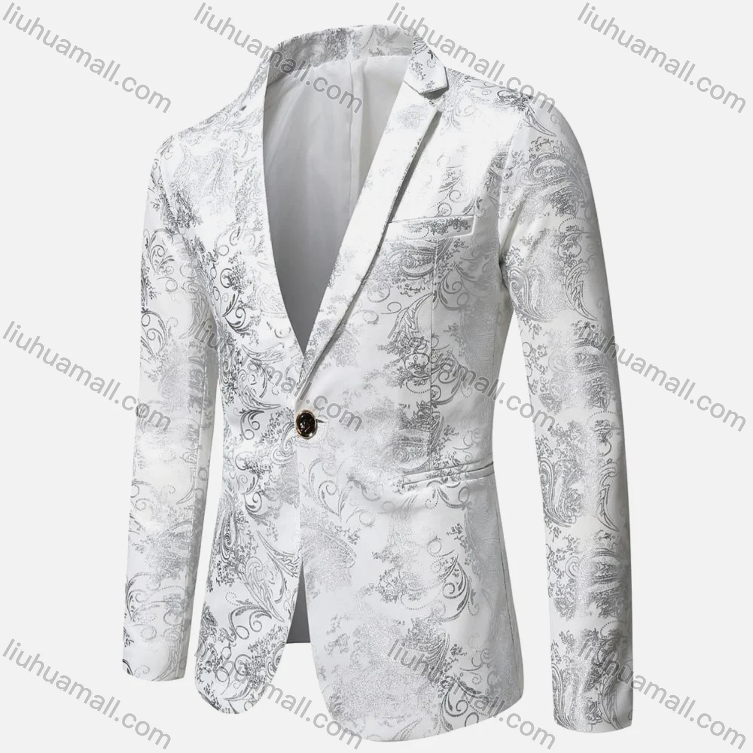 Wholesale Men's Formal Paisley Print Lapel Patch Pocket One Button Evening Suit Jacket - Liuhuamall