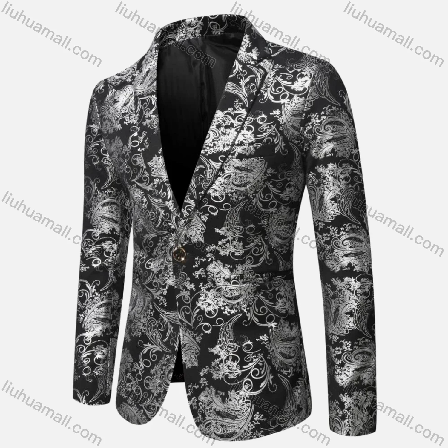 Wholesale Men's Formal Paisley Print Lapel Patch Pocket One Button Evening Suit Jacket - Liuhuamall