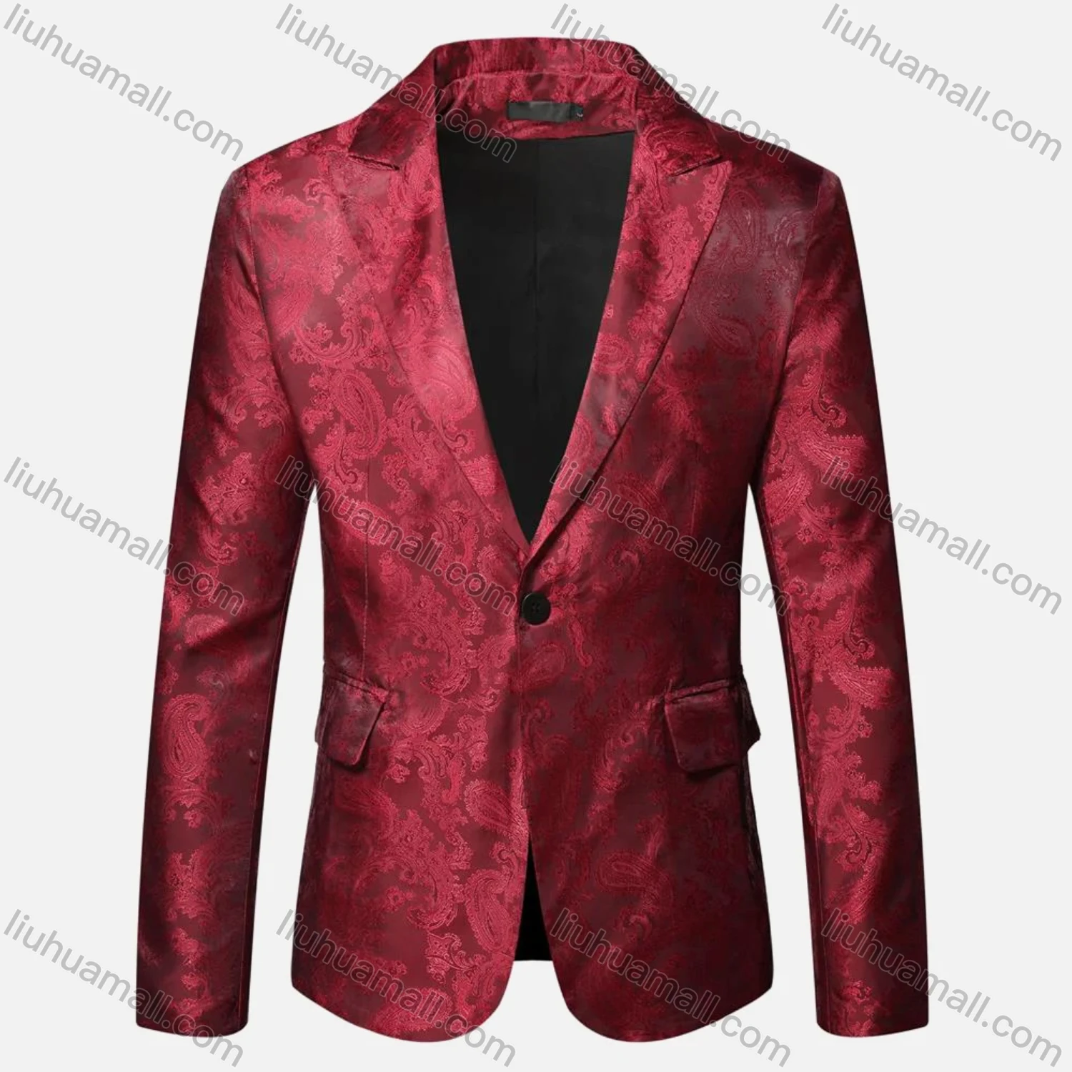 Wholesale Men's Formal Paisley Print Lapel Patch Pocket One Button Evening Suit Jacket - Liuhuamall