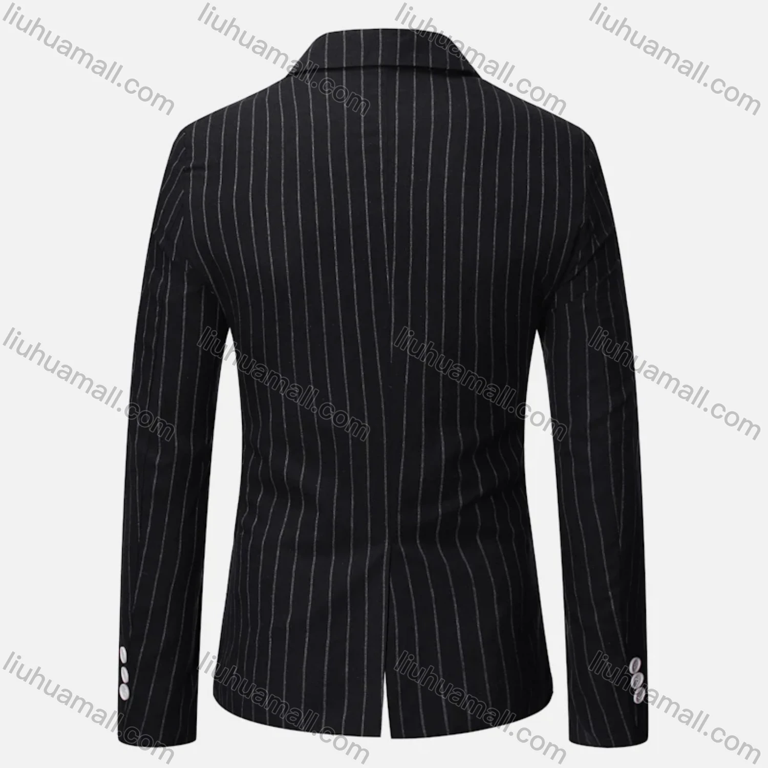 Wholesale Men's Formal & Casual Striped Double Breasted Lapel Patch Pocket Suit Jacket - Liuhuamall