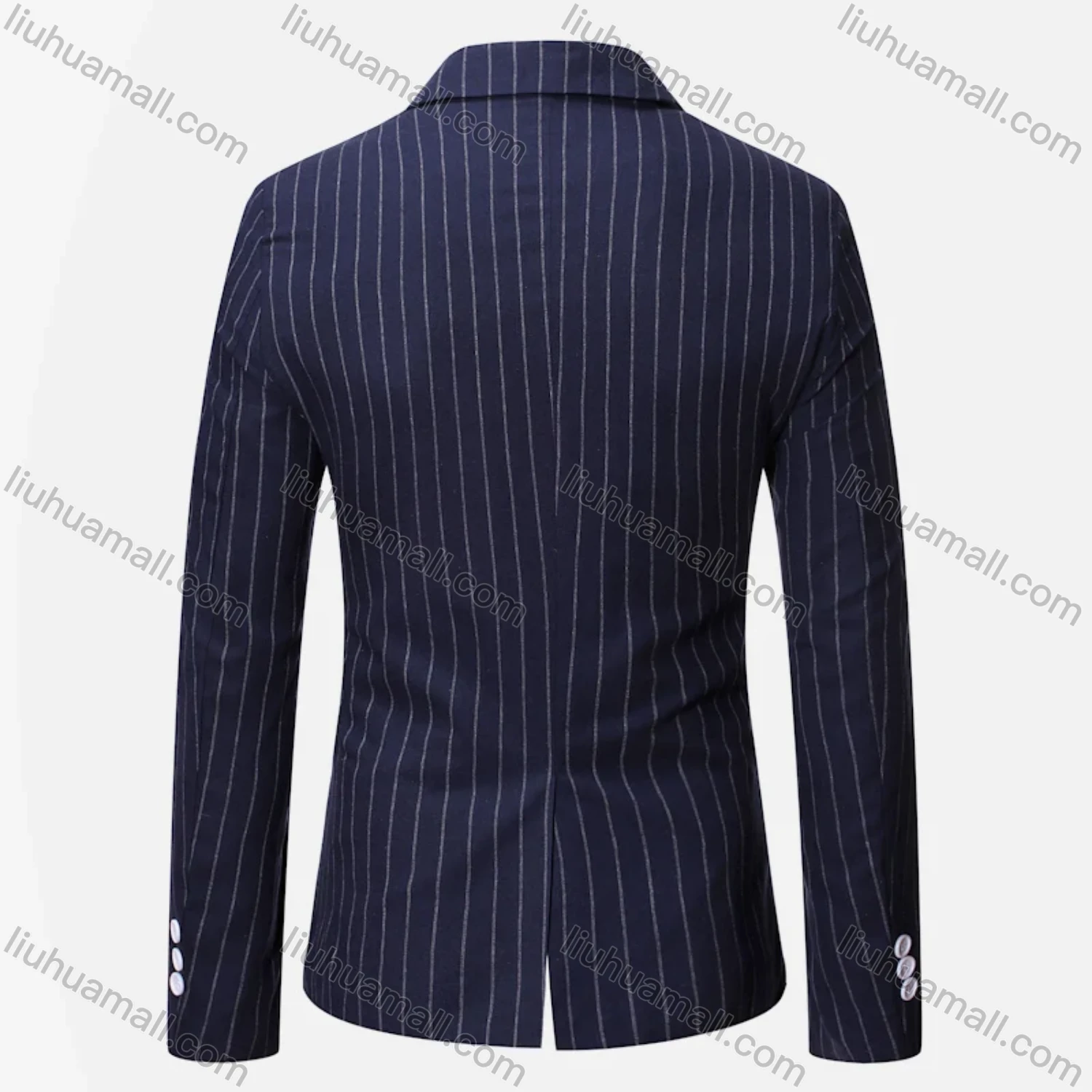 Wholesale Men's Formal & Casual Striped Double Breasted Lapel Patch Pocket Suit Jacket - Liuhuamall