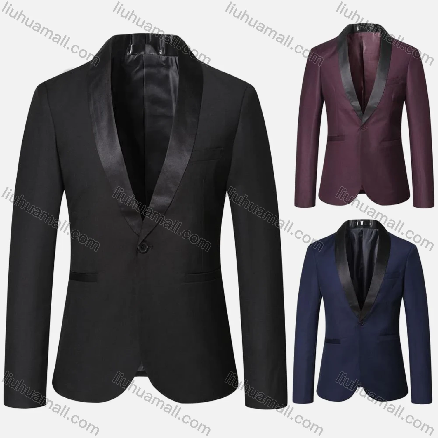 Wholesale Men's Formal Business & Evening Banquet Plain One Button Lapel Patch Pockets Suit Jacket - Liuhuamall