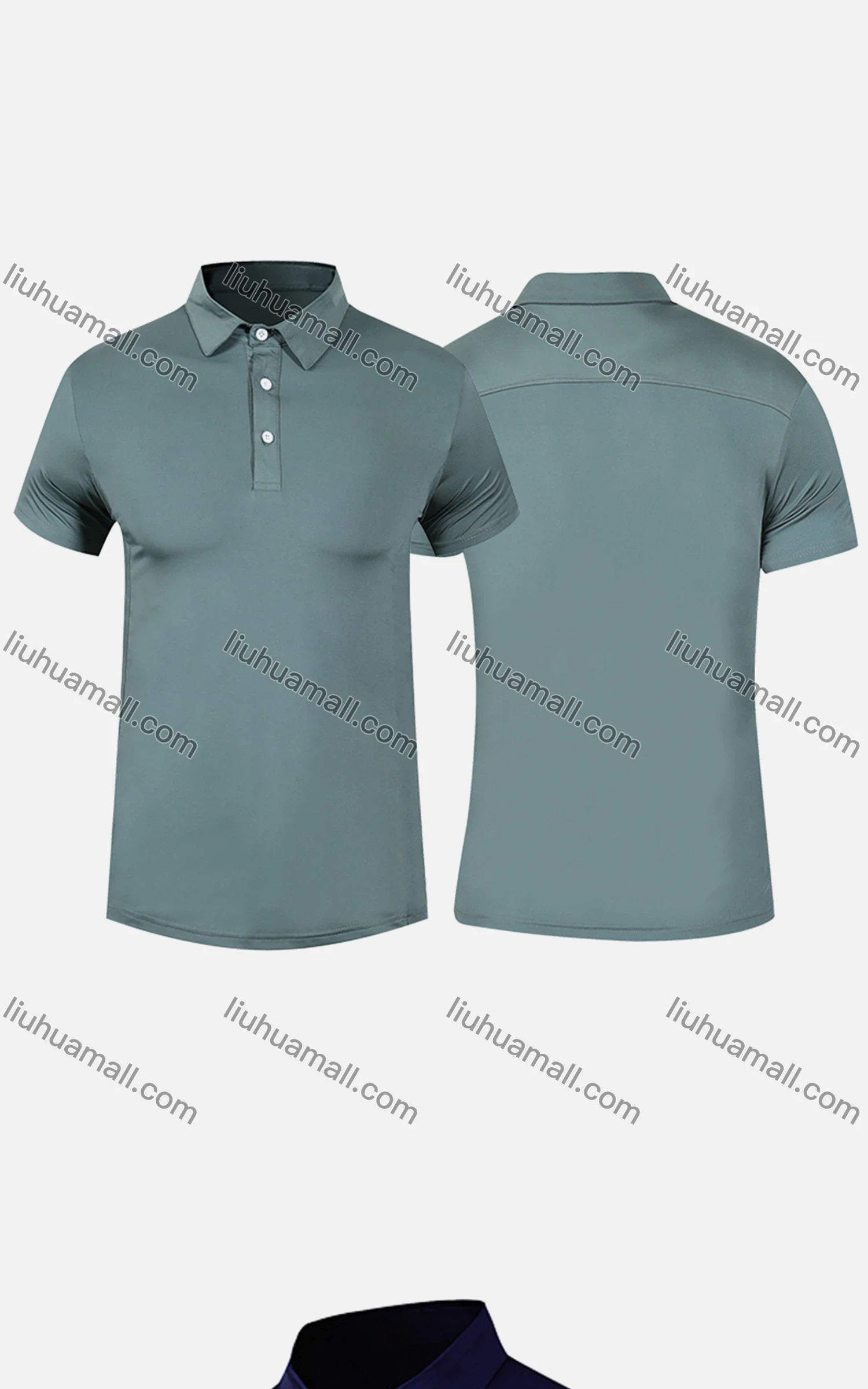 Wholesale Men's Sporty Quick Dry Breathable Plain Button Front Short Sleeve Polo Shirt - Liuhuamall