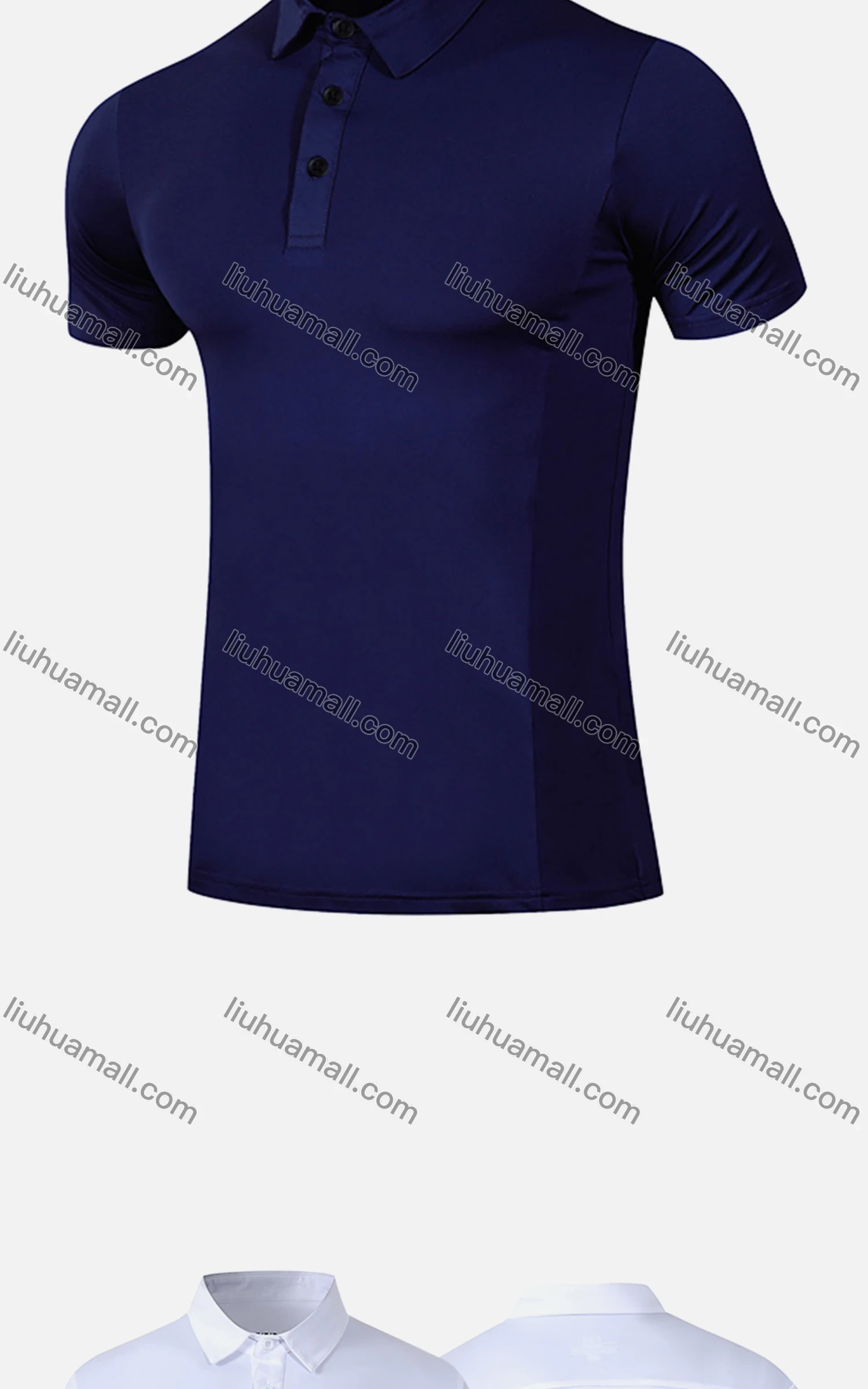 Wholesale Men's Sporty Quick Dry Breathable Plain Button Front Short Sleeve Polo Shirt - Liuhuamall