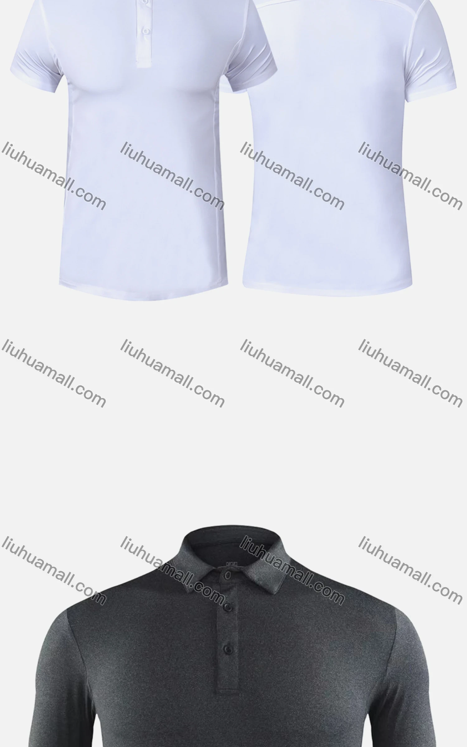 Wholesale Men's Sporty Quick Dry Breathable Plain Button Front Short Sleeve Polo Shirt - Liuhuamall
