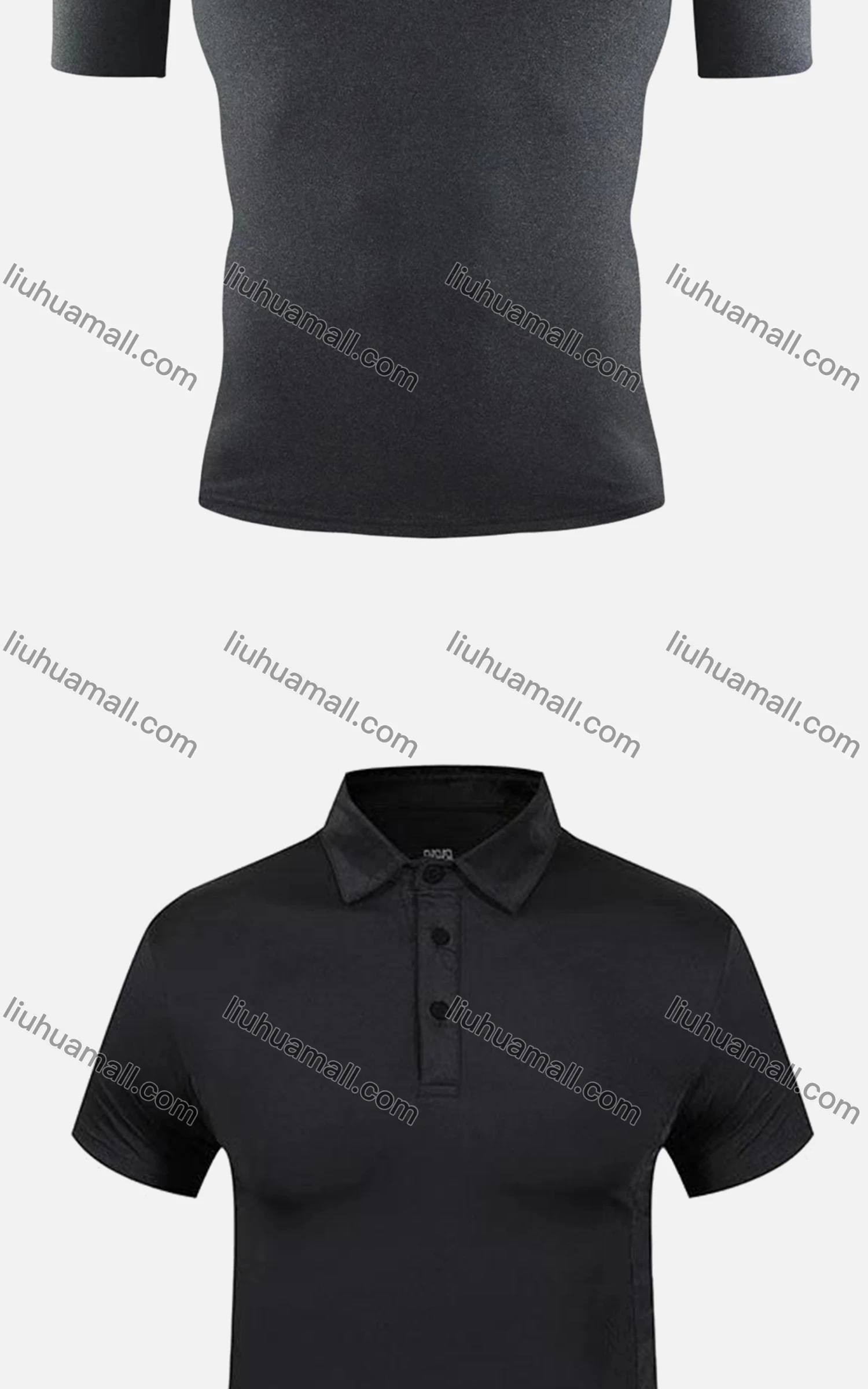Wholesale Men's Sporty Quick Dry Breathable Plain Button Front Short Sleeve Polo Shirt - Liuhuamall