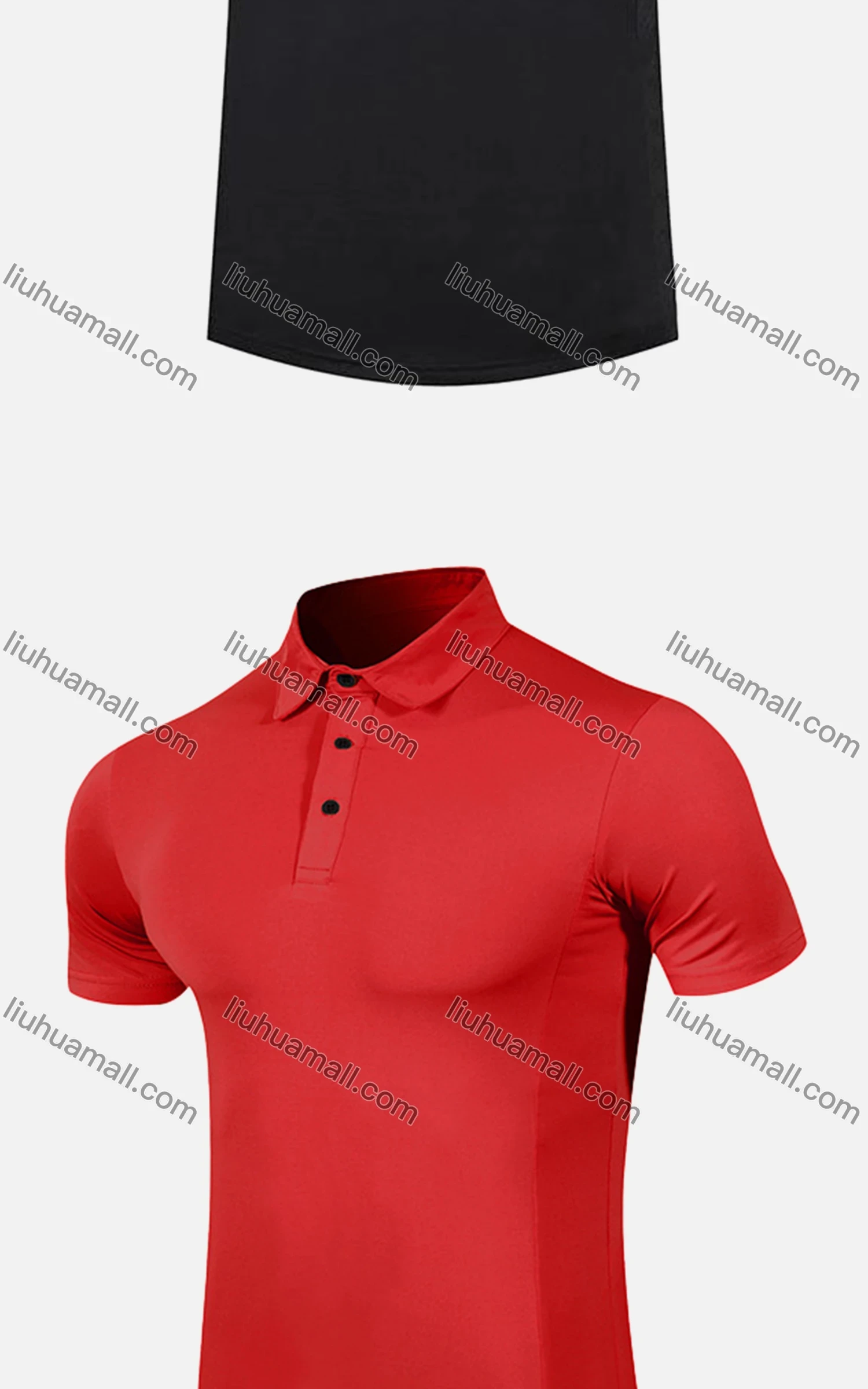 Wholesale Men's Sporty Quick Dry Breathable Plain Button Front Short Sleeve Polo Shirt - Liuhuamall