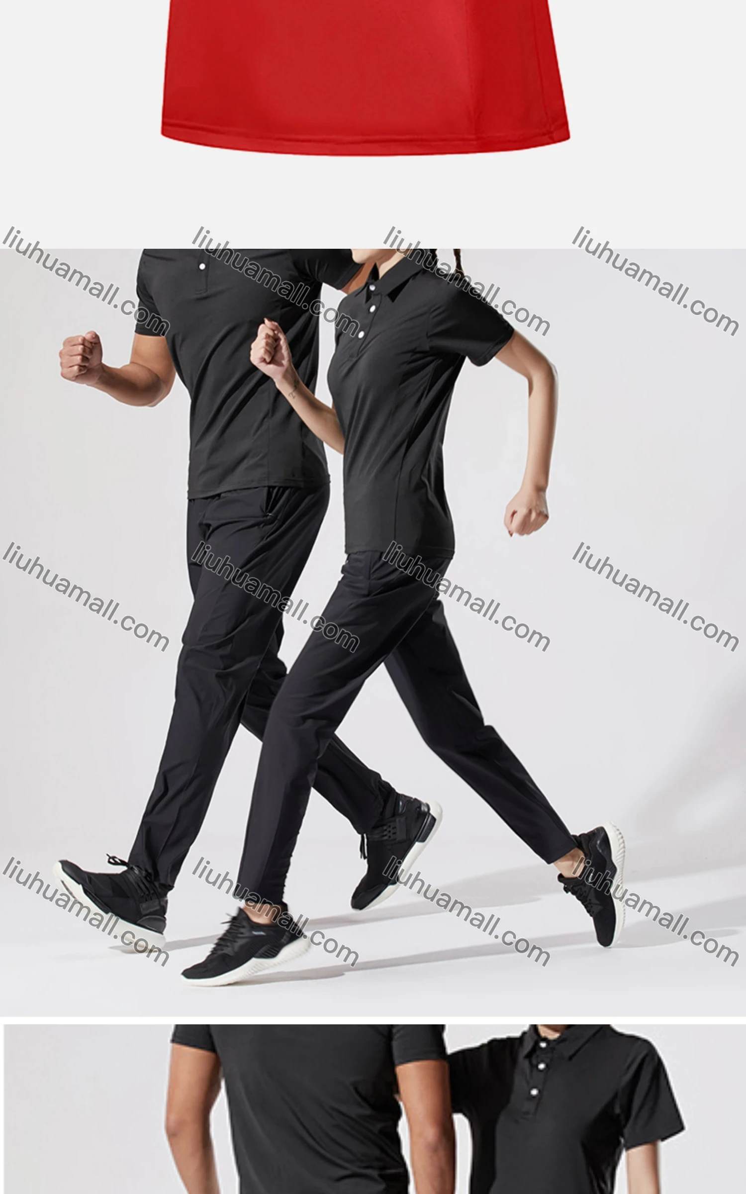 Wholesale Men's Sporty Quick Dry Breathable Plain Button Front Short Sleeve Polo Shirt - Liuhuamall