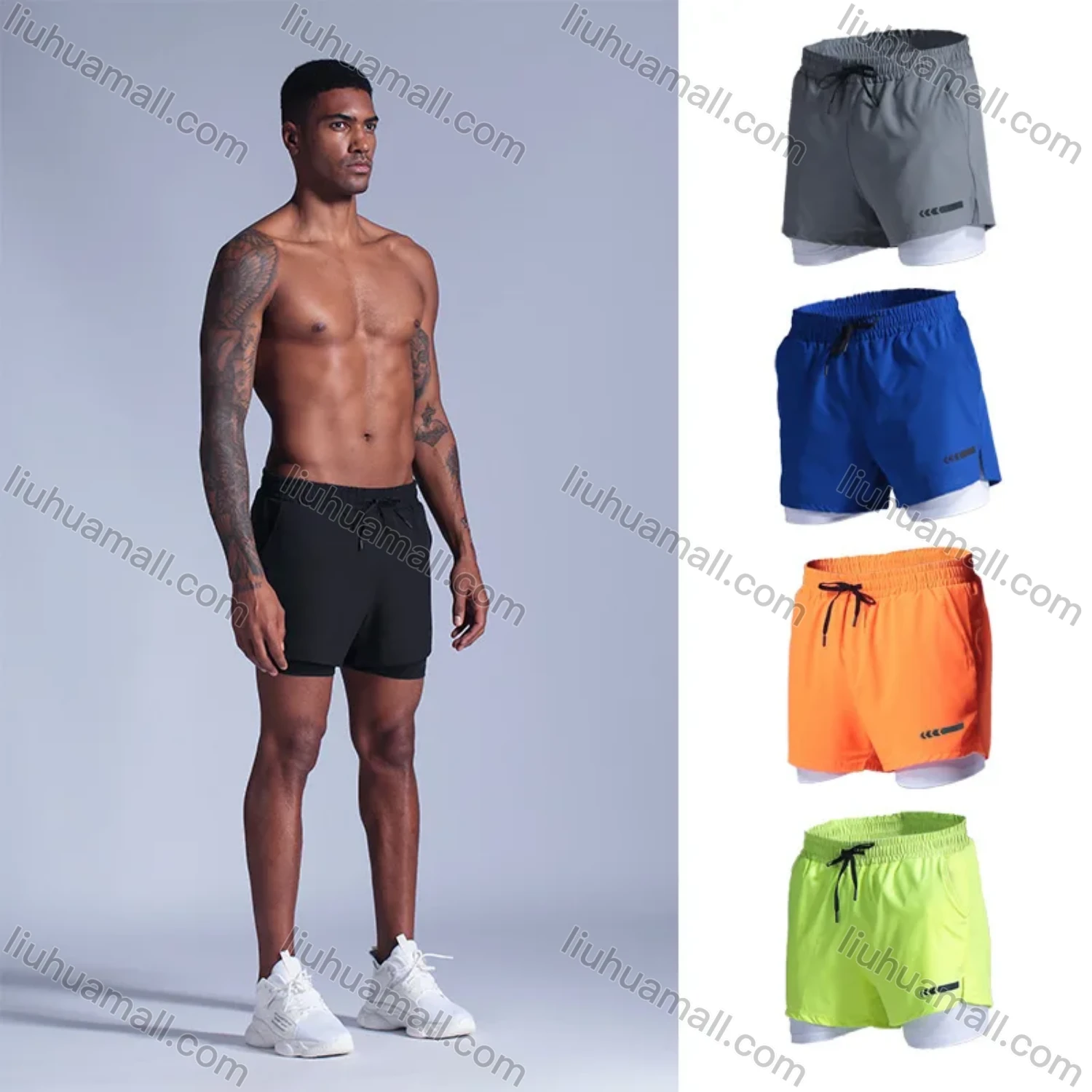 Wholesale Men's Sporty Quick Dry Breathable Marathon Work Out Cycling Light Weight Shorts - Liuhuamall
