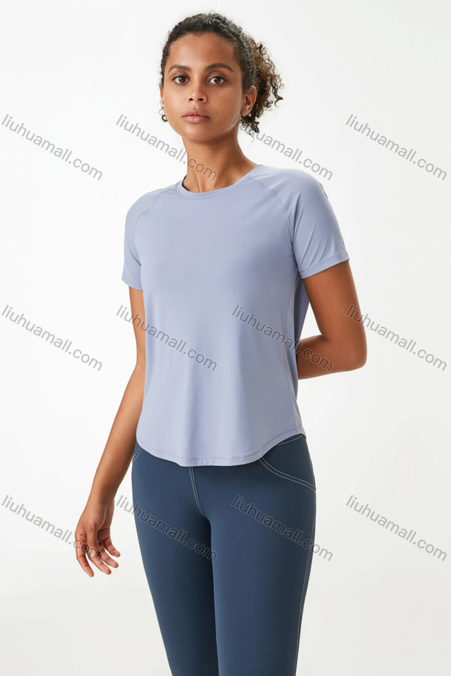 Wholesale Women's Sporty Crew Neck Short Sleeve Quick Dry Breathable Mesh T-shirt - Liuhuamall