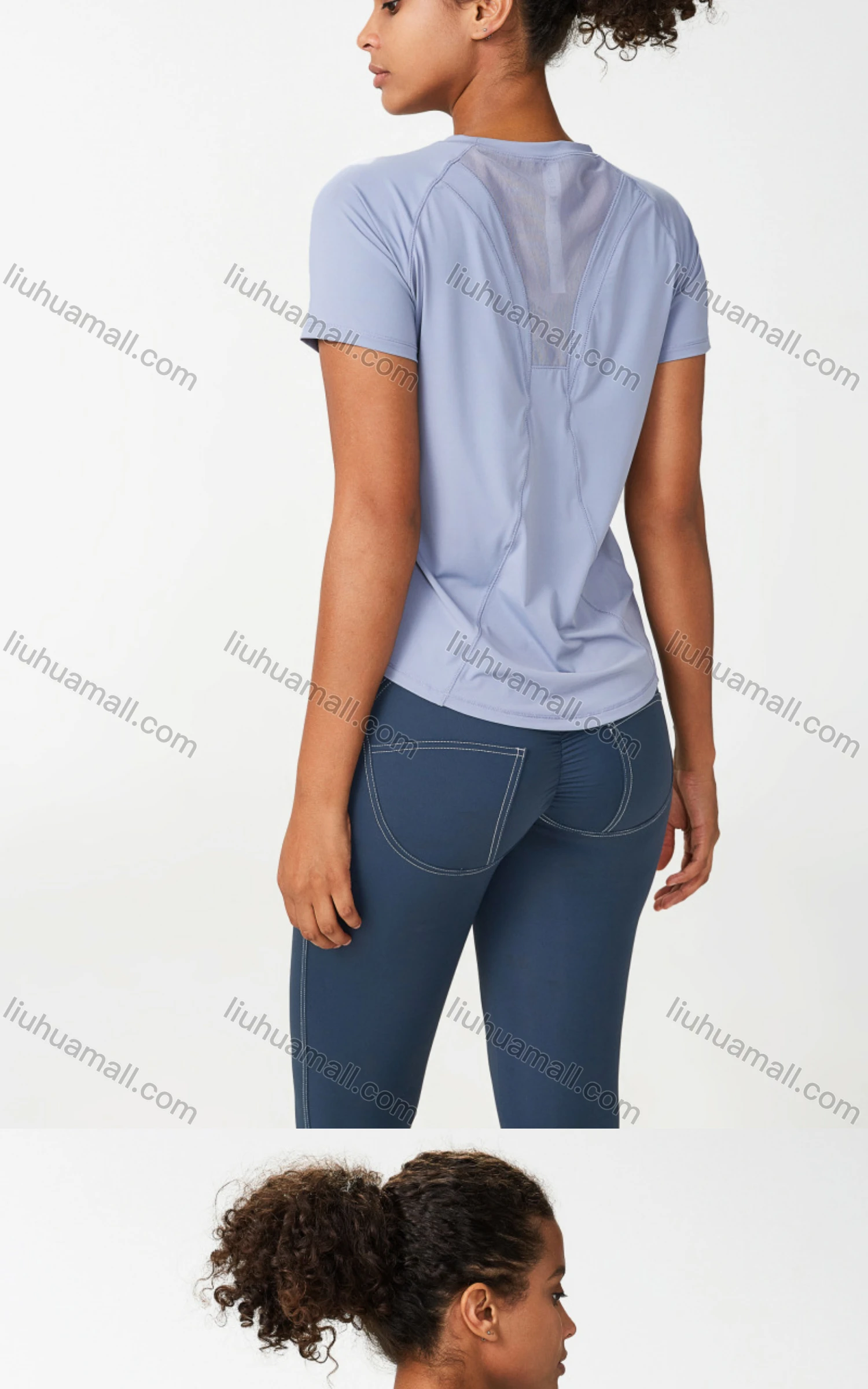Wholesale Women's Sporty Crew Neck Short Sleeve Quick Dry Breathable Mesh T-shirt - Liuhuamall