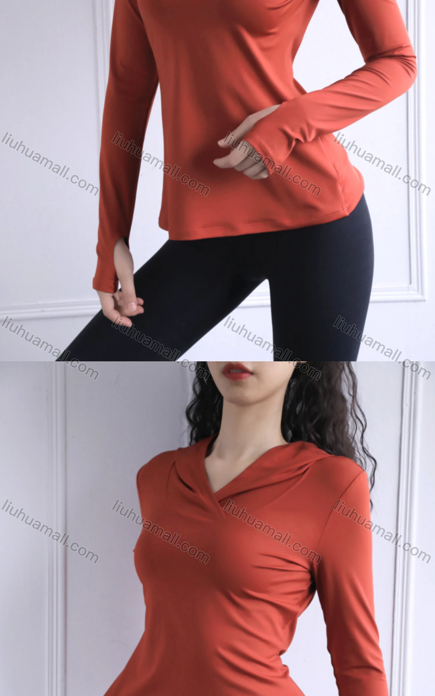 Wholesale Women's Sporty V Neck Long Sleeve Quick Dry Breathable Slim Fit Hoodies - Liuhuamall