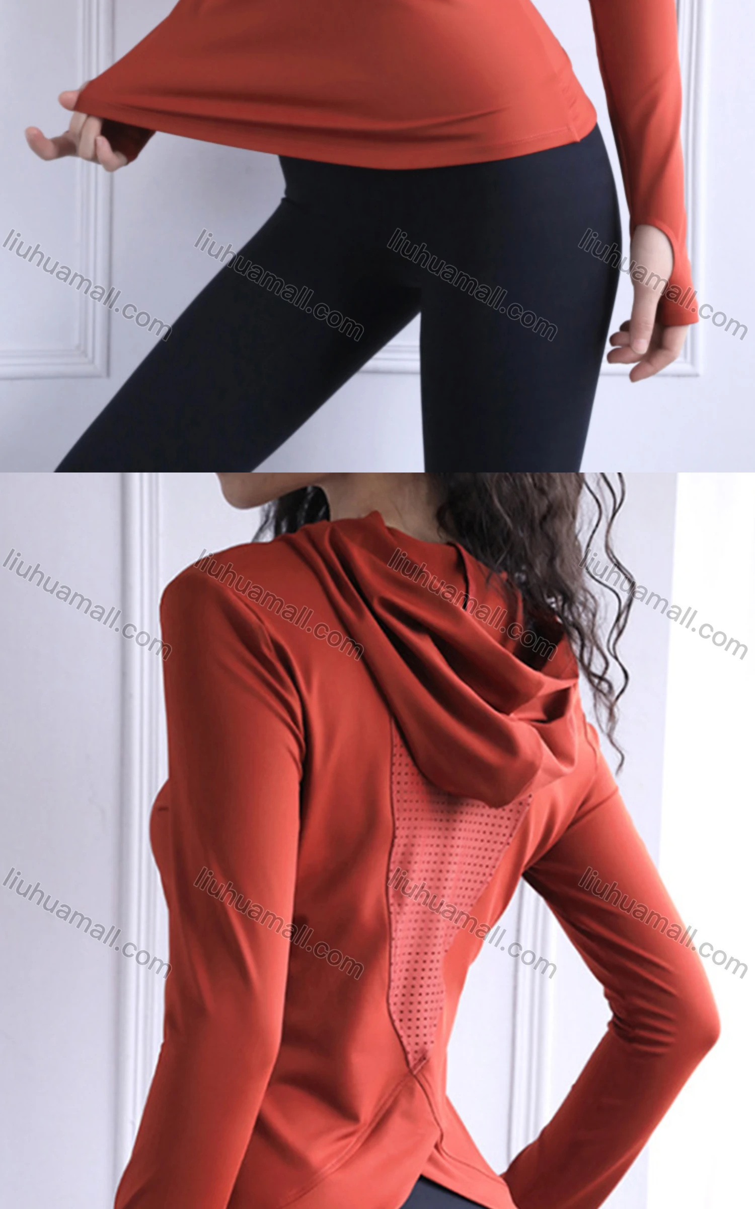 Wholesale Women's Sporty V Neck Long Sleeve Quick Dry Breathable Slim Fit Hoodies - Liuhuamall